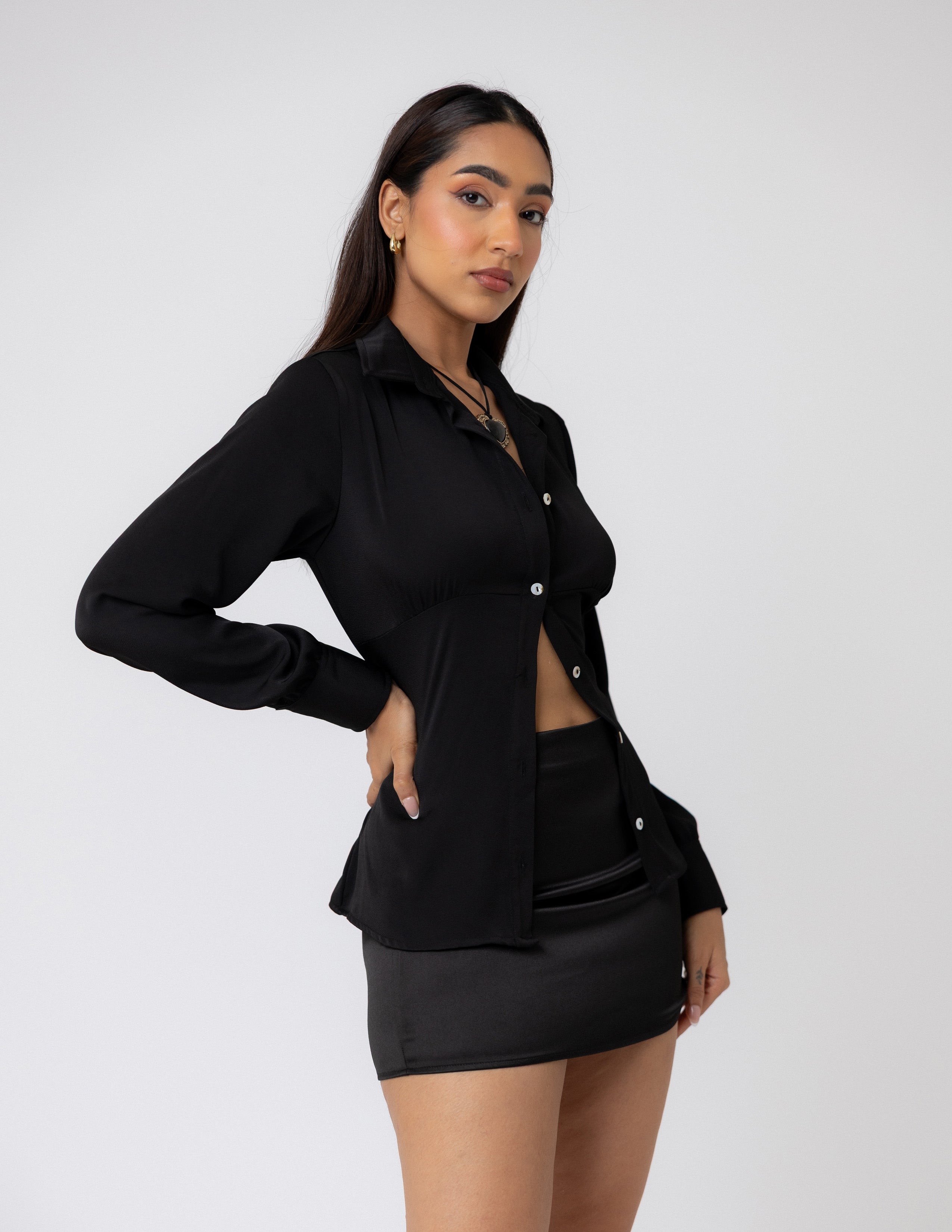 Bustier Seam Detailed Long Sleeved Top