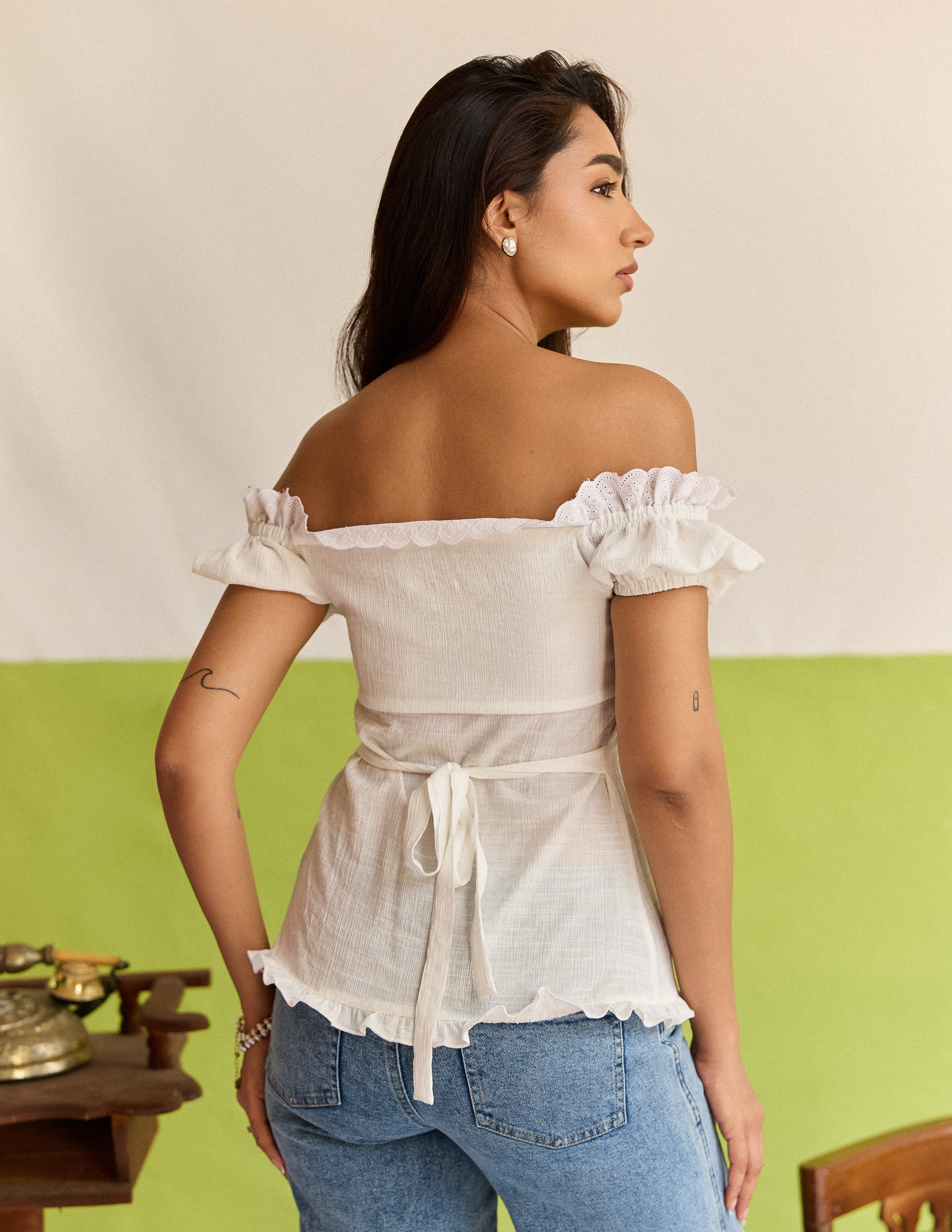 Pintuck Detail Front Tie Up Top