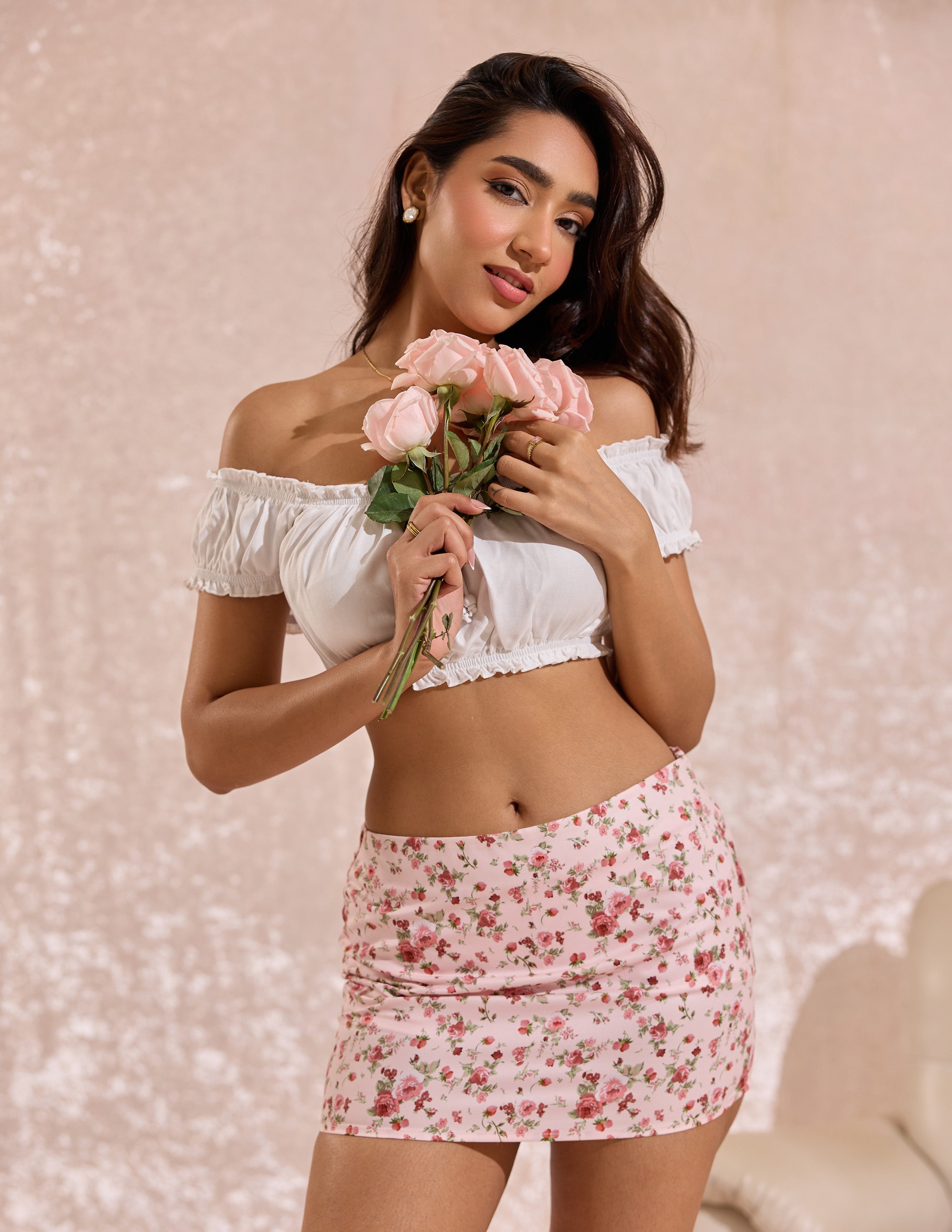 Mid Waist Printed Mini Slirt