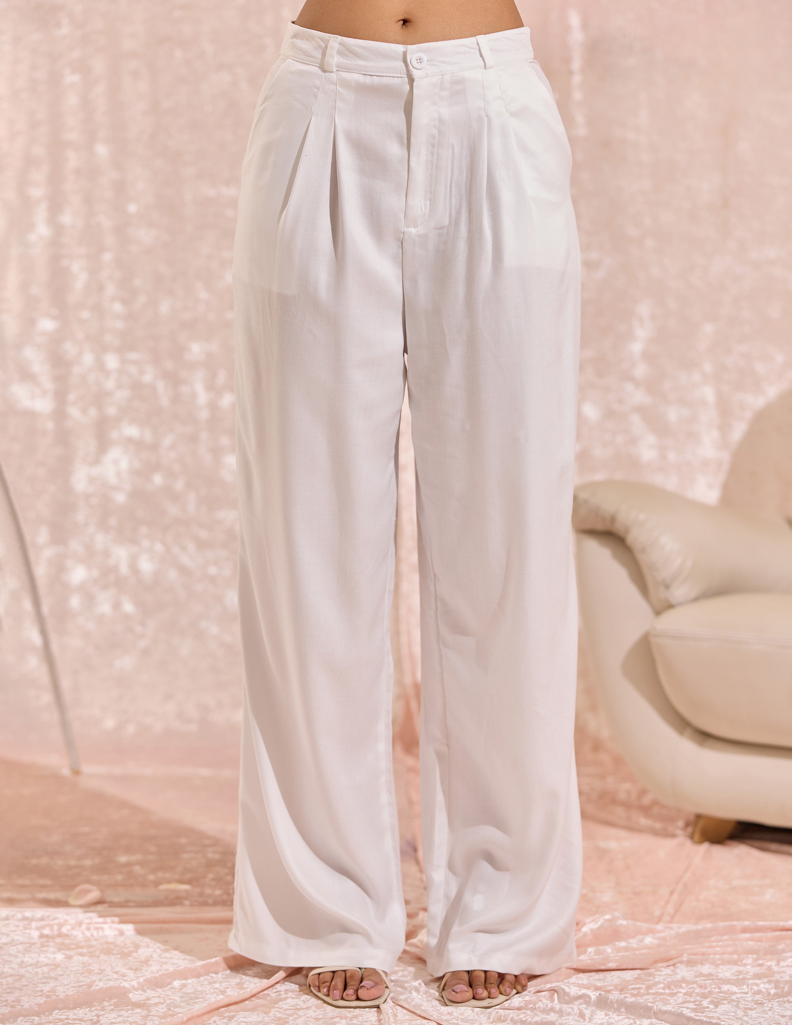 Front Pleated Straight Leg Pant