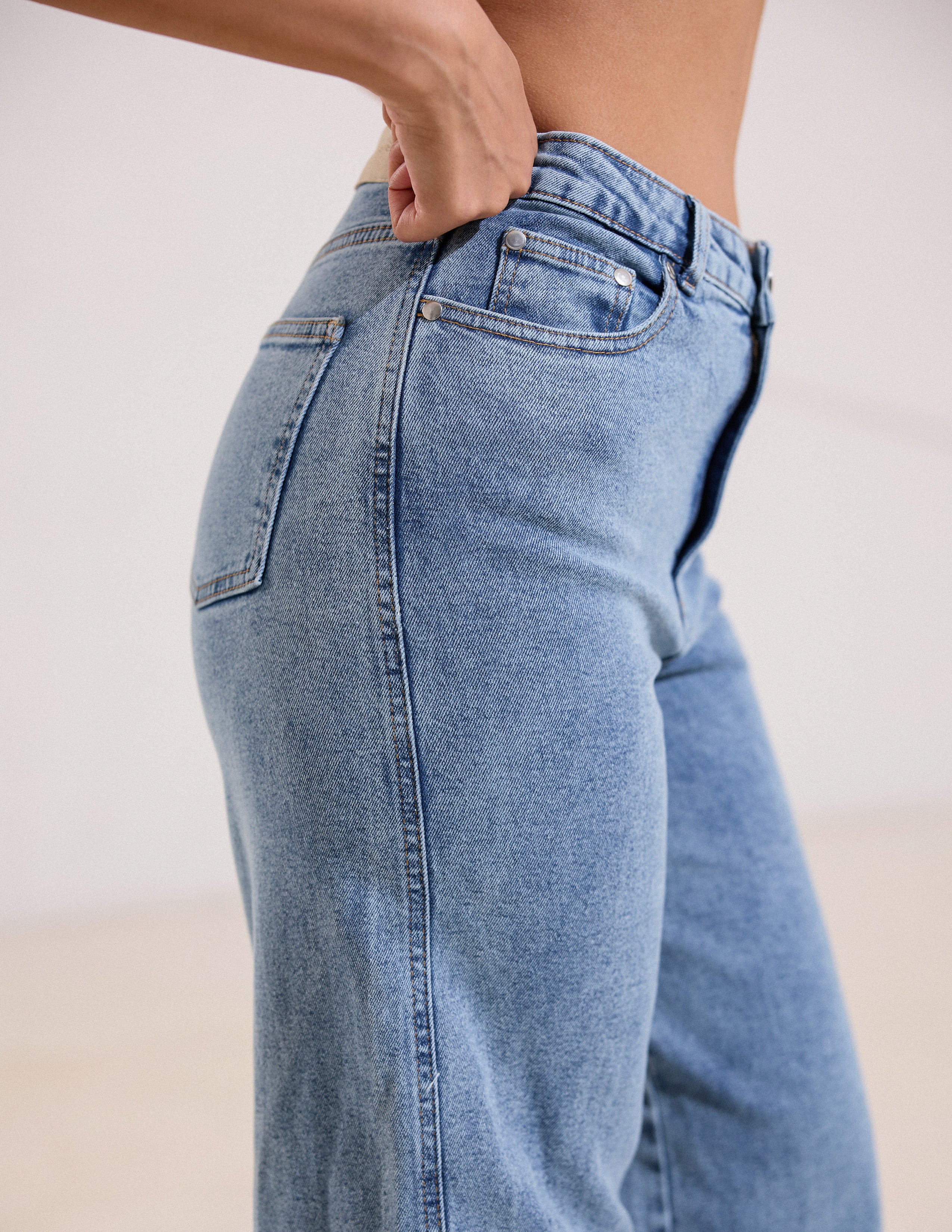 High Waist Wide Leg Acid Washed Jean