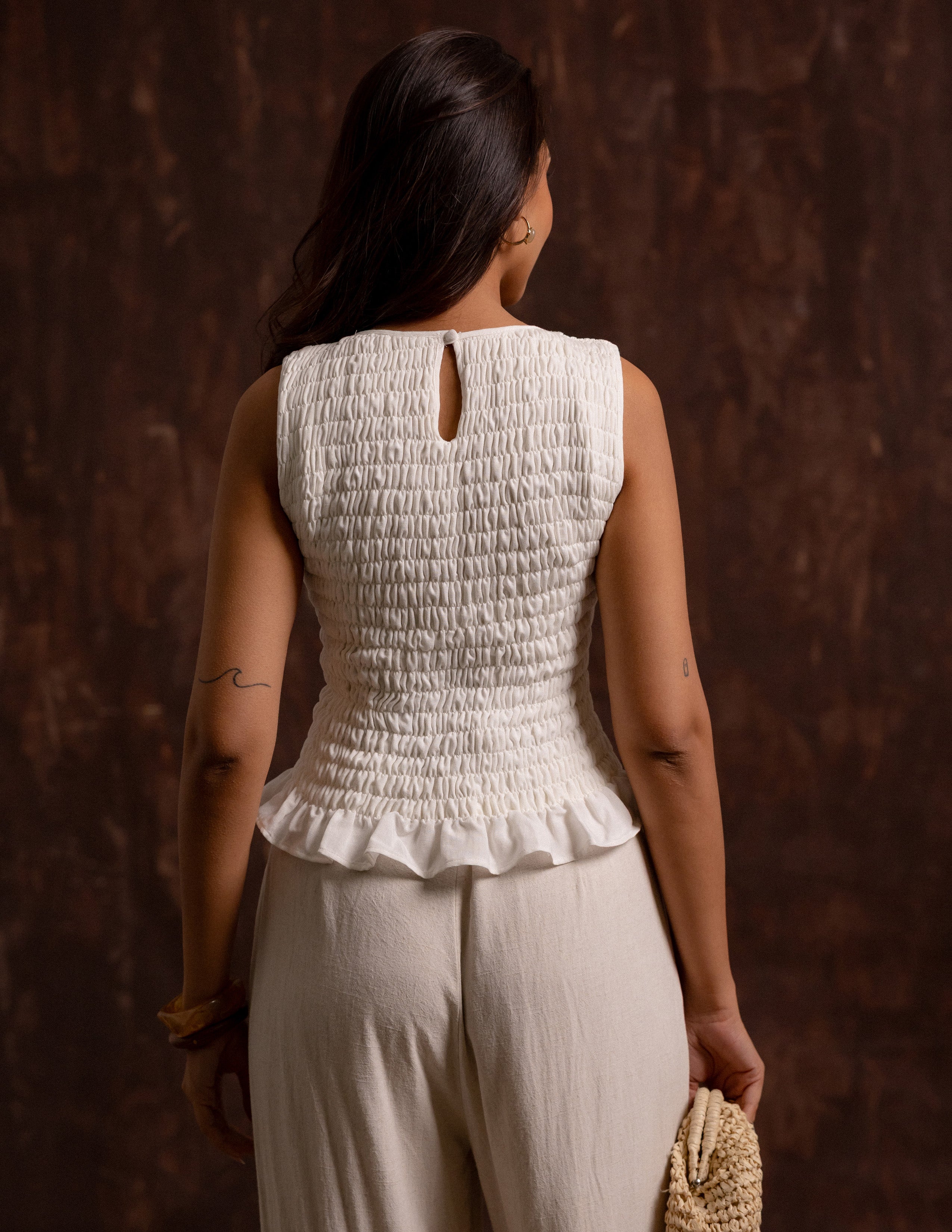 Smocking Detailed Sleeveless Top