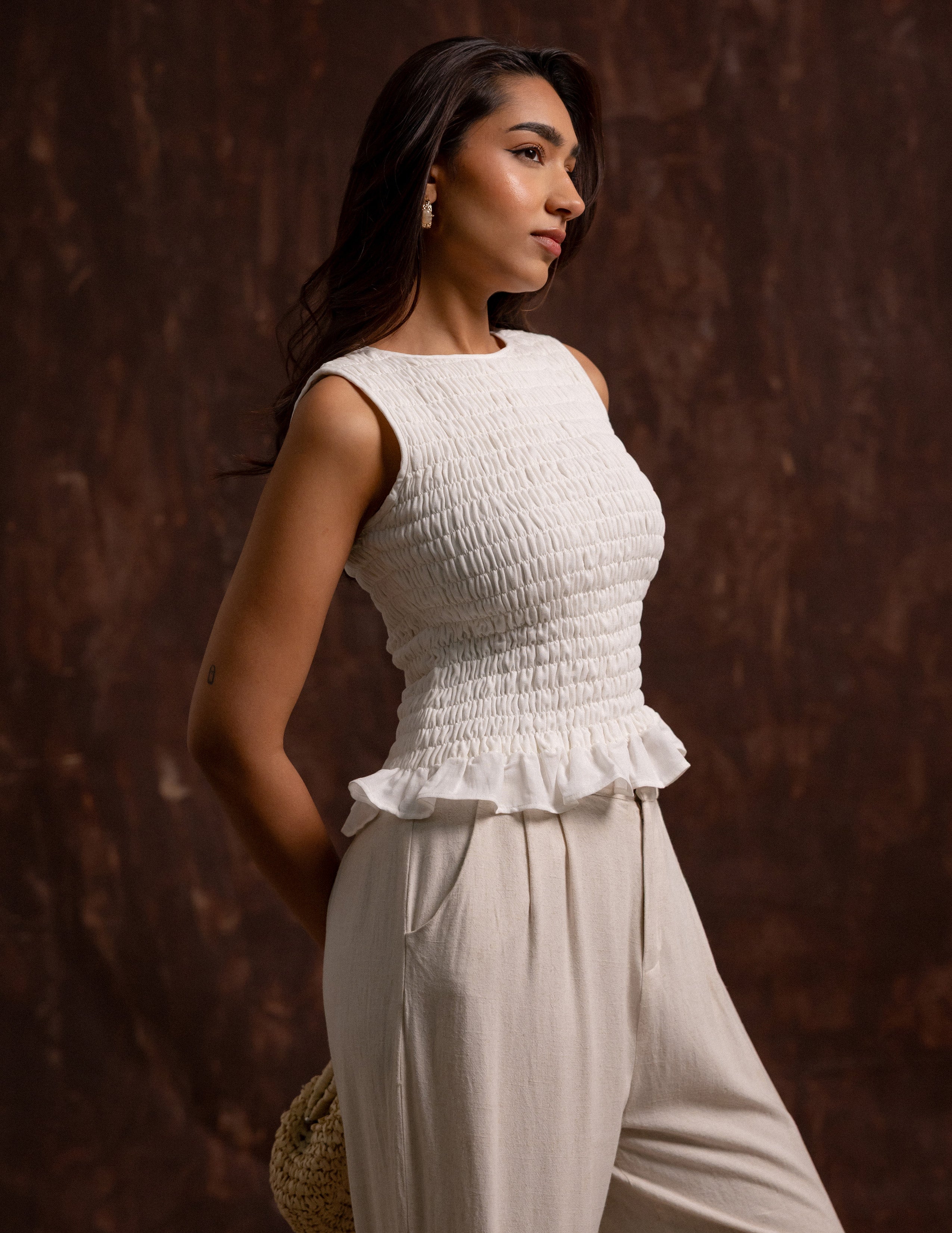 Smocking Detailed Sleeveless Top