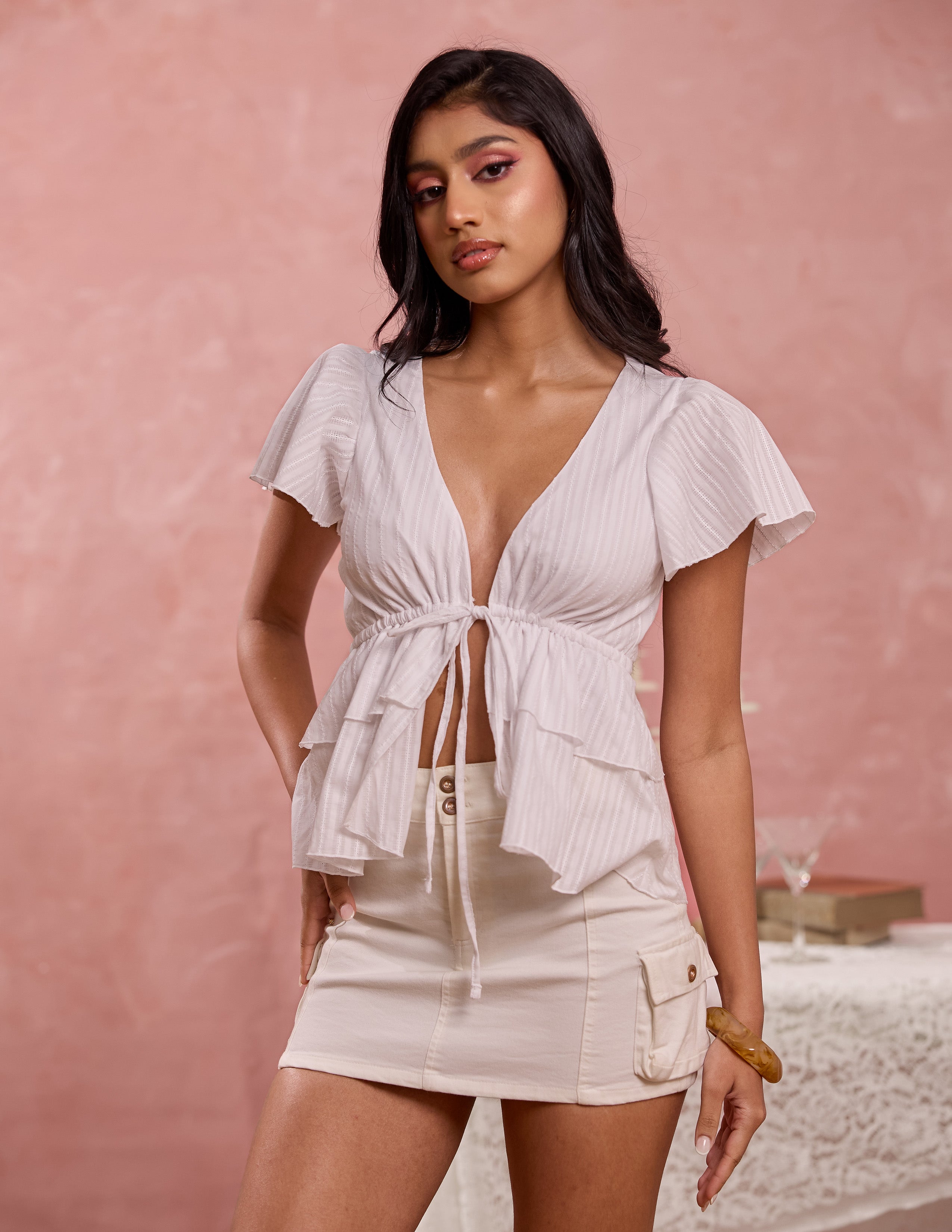 V-Neck Front Tie Up Top