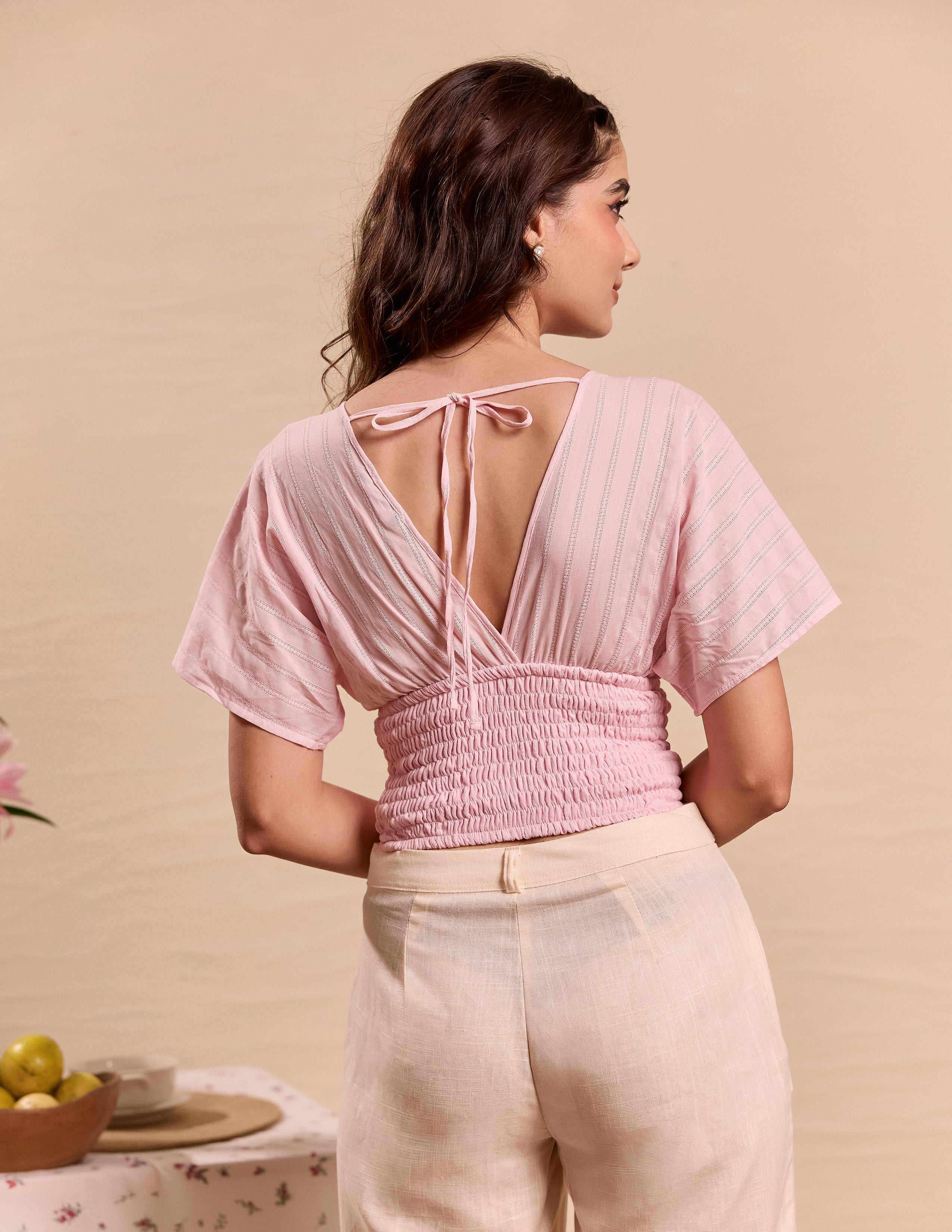 Front Overlapped Smocking Detailed Top