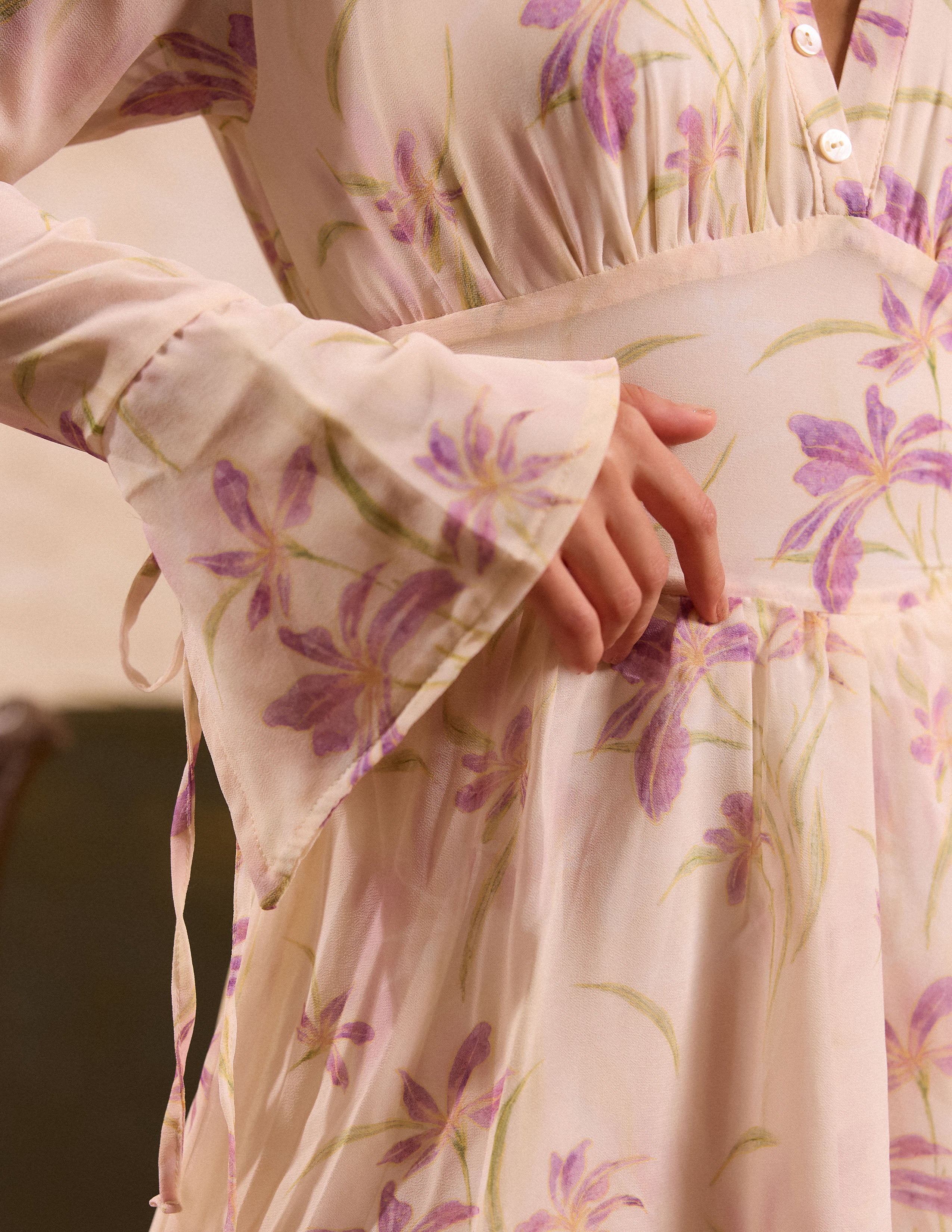 Button Down Back Tie-Up Mini Dress