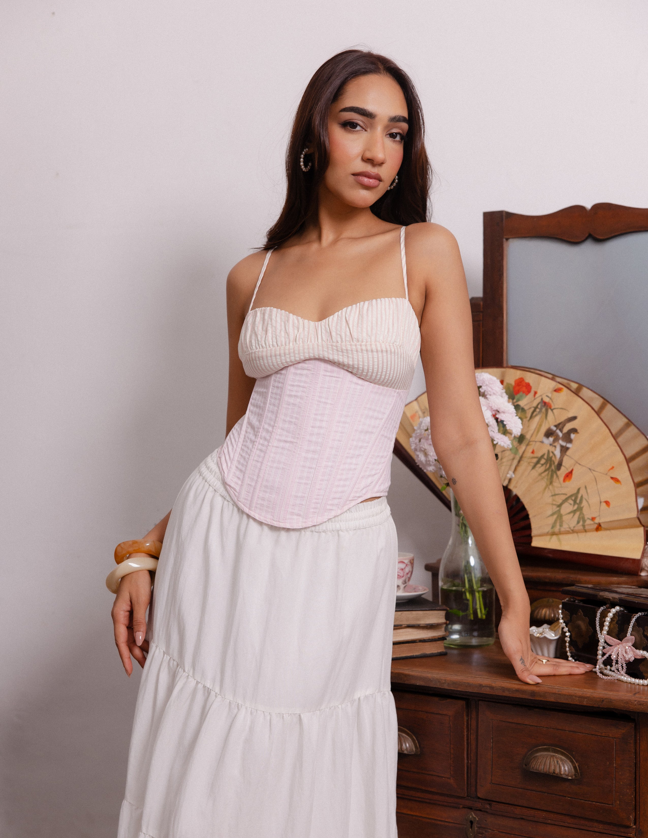 Contrast Detailed Corset Top