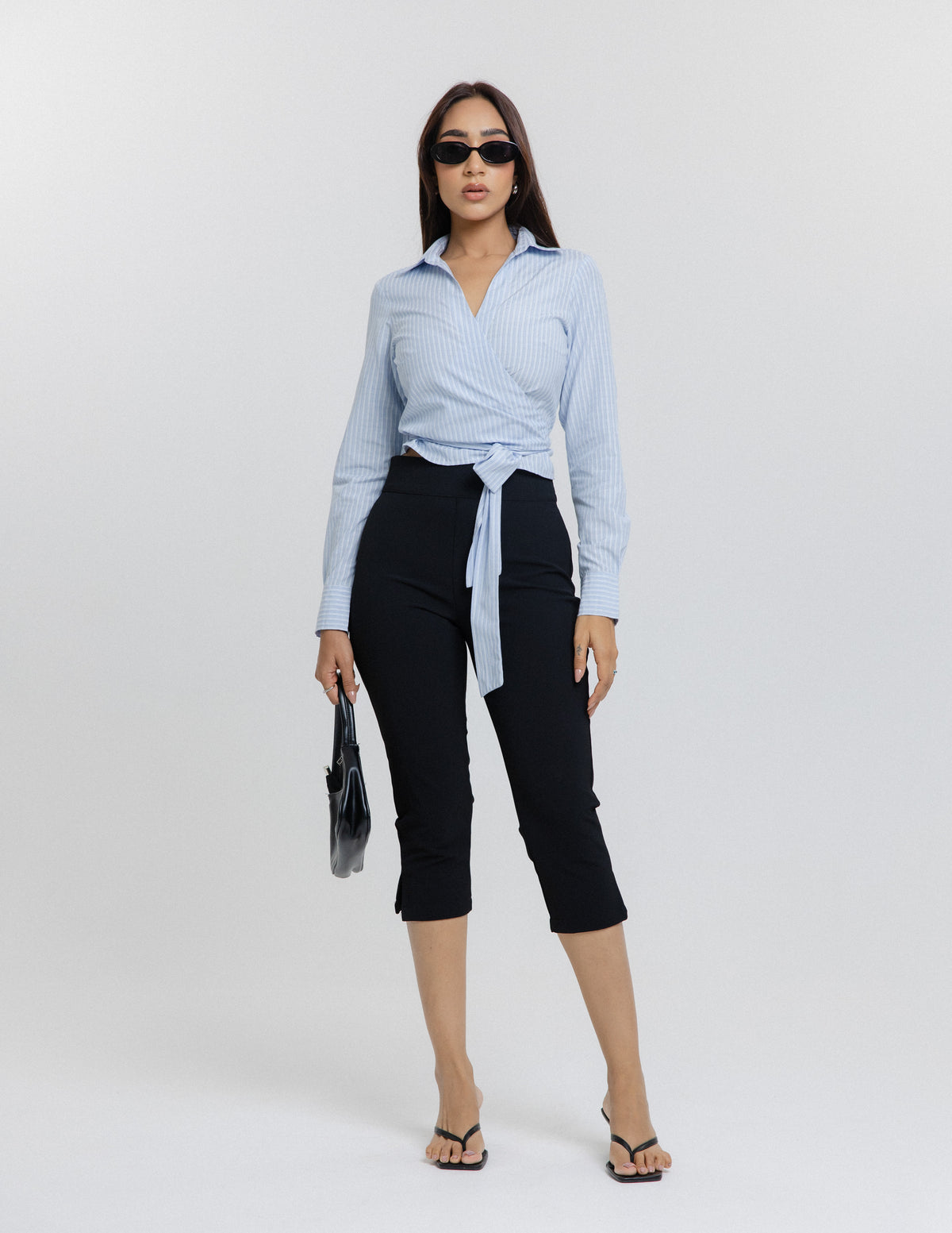 Striped Wrap Detailed Top