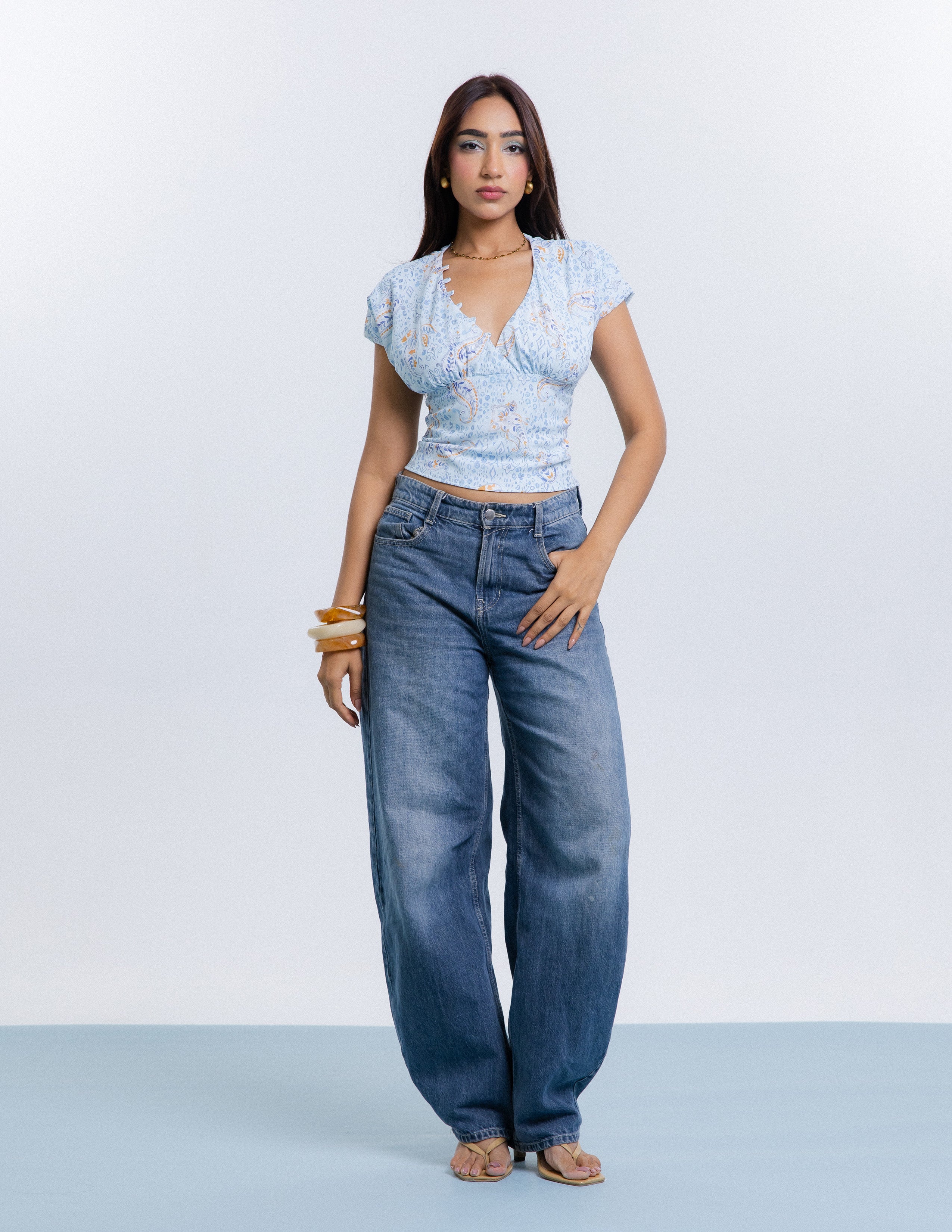 Button Detailed Mock Wrap Top