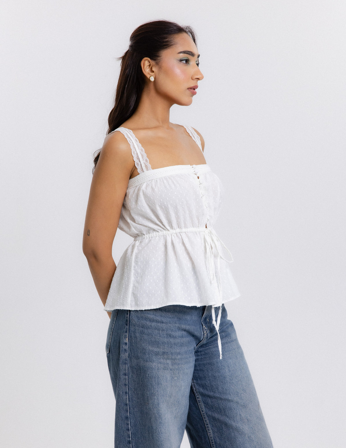 Front Tieup Lace Detail Top