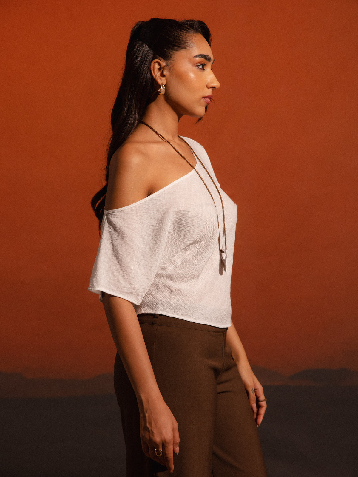 Off Shoulder Waist Tie Up Top
