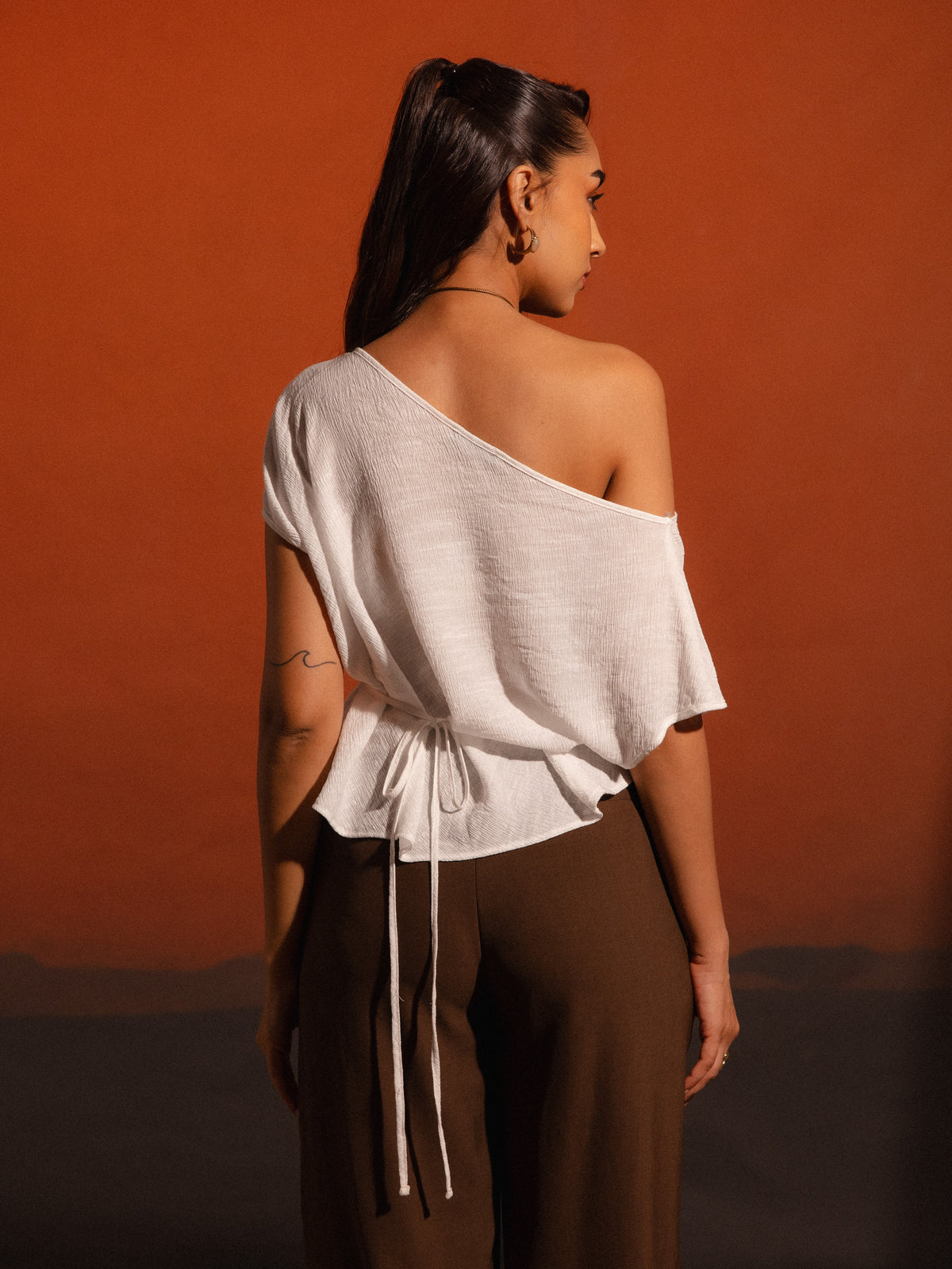 Off Shoulder Waist Tie Up Top