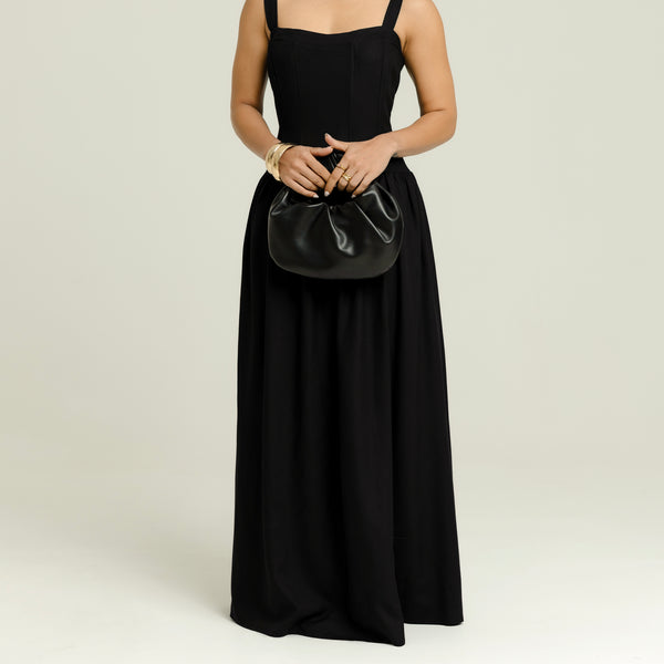 Thick Strap Detailed Low Waist Midi Dress