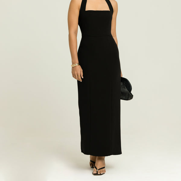 Halter Neck Tie Up Midi Dress