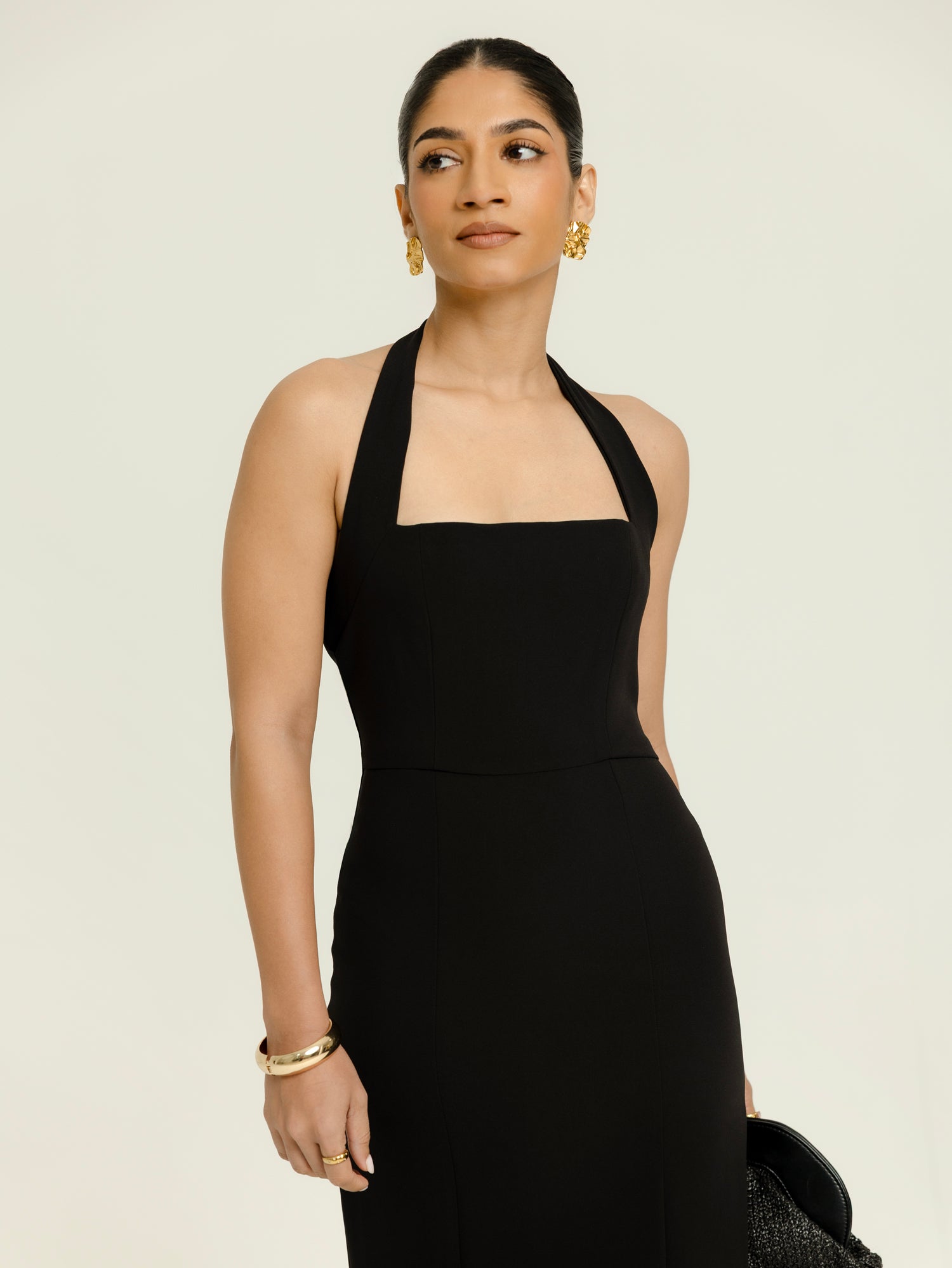 Halter Neck Tie Up Midi Dress