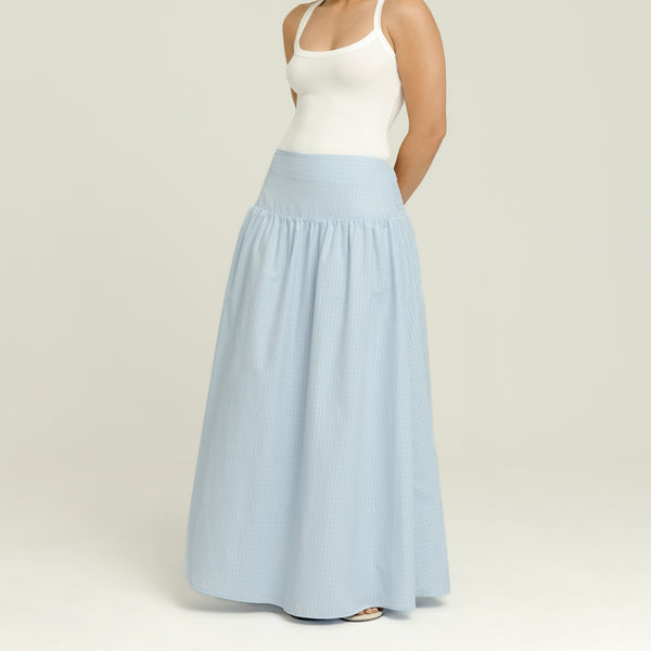 Smocking Detailed Yoke Gathering Maxi Skirt