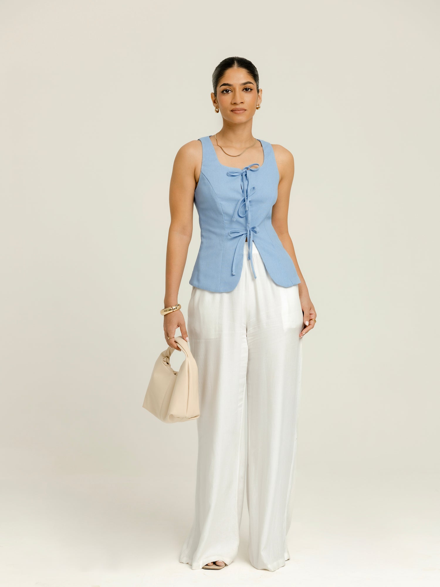 Scoope Neck Button Down Sleeveless Top