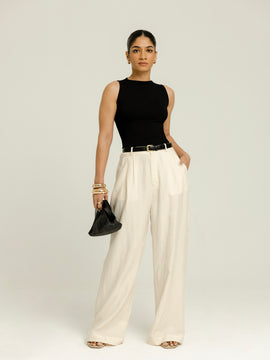 Low Waist Front Pleated Pant