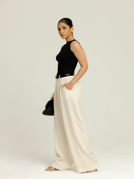 Low Waist Front Pleated Pant