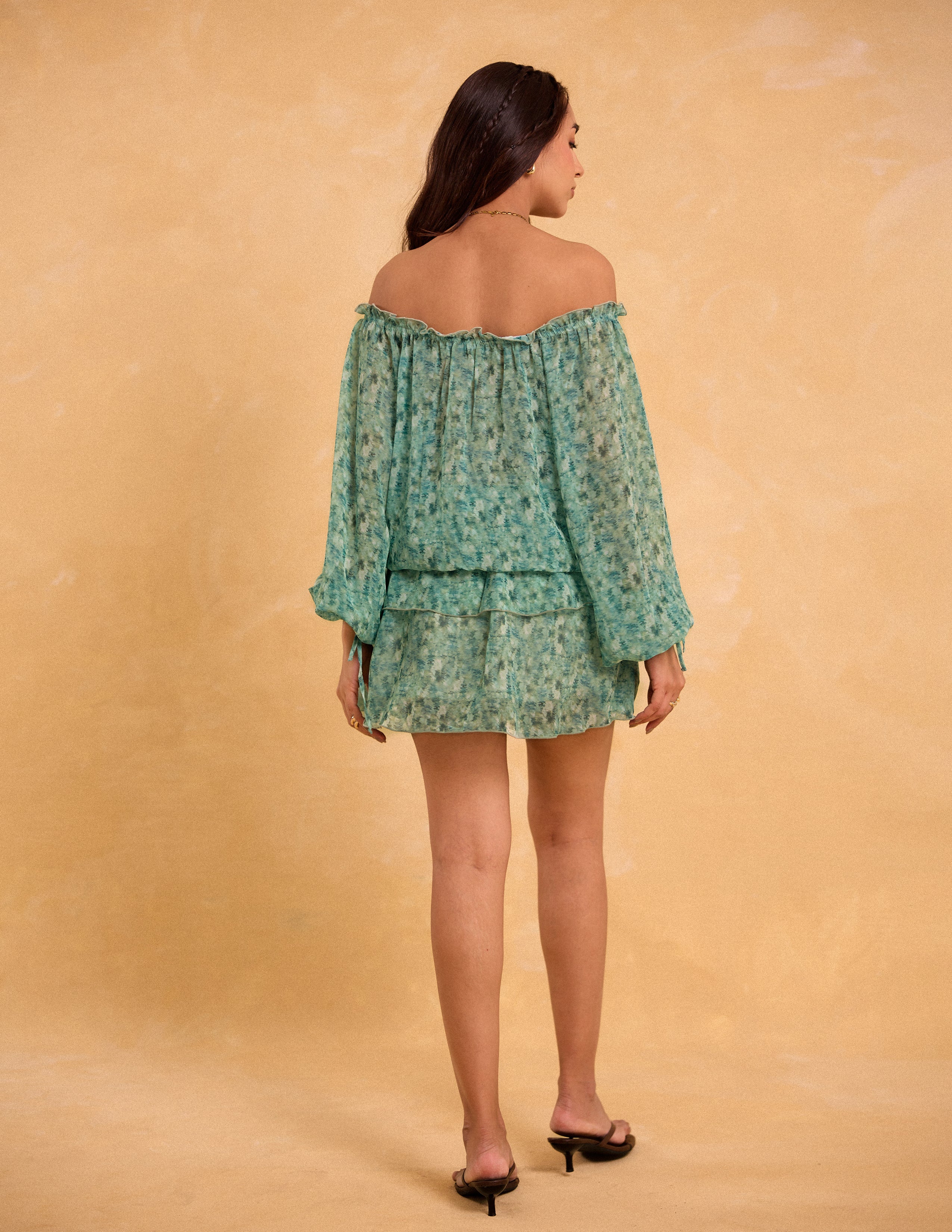 Frill Detailed Off Shoulder Mini Dress