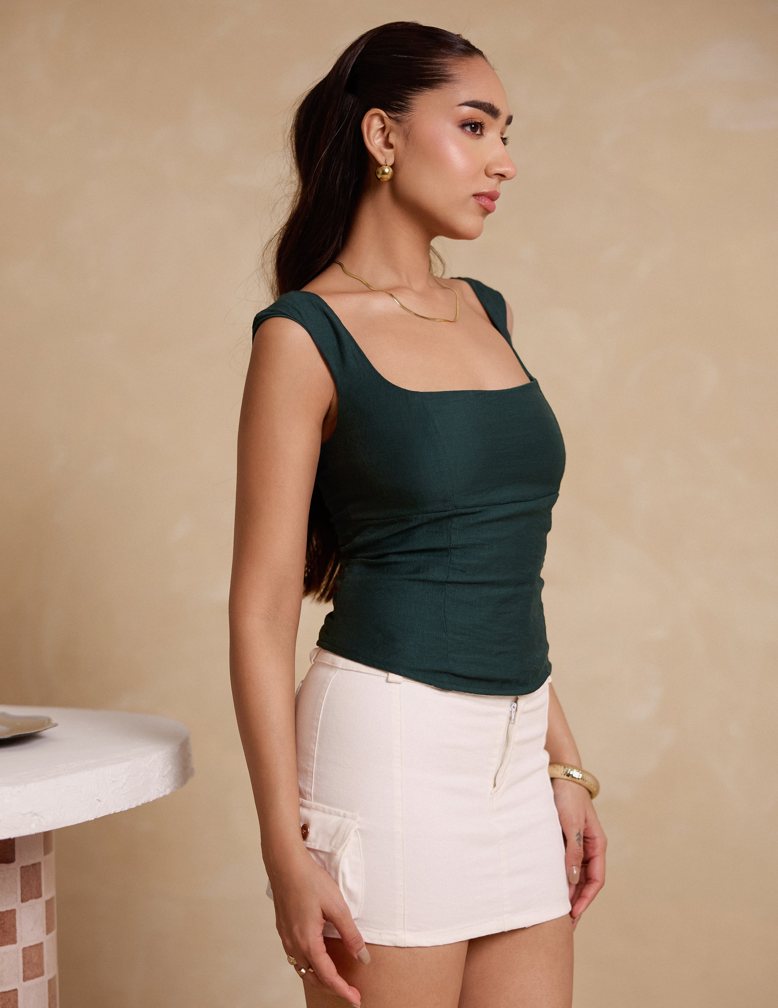Back Tieup Scoop Neck Top