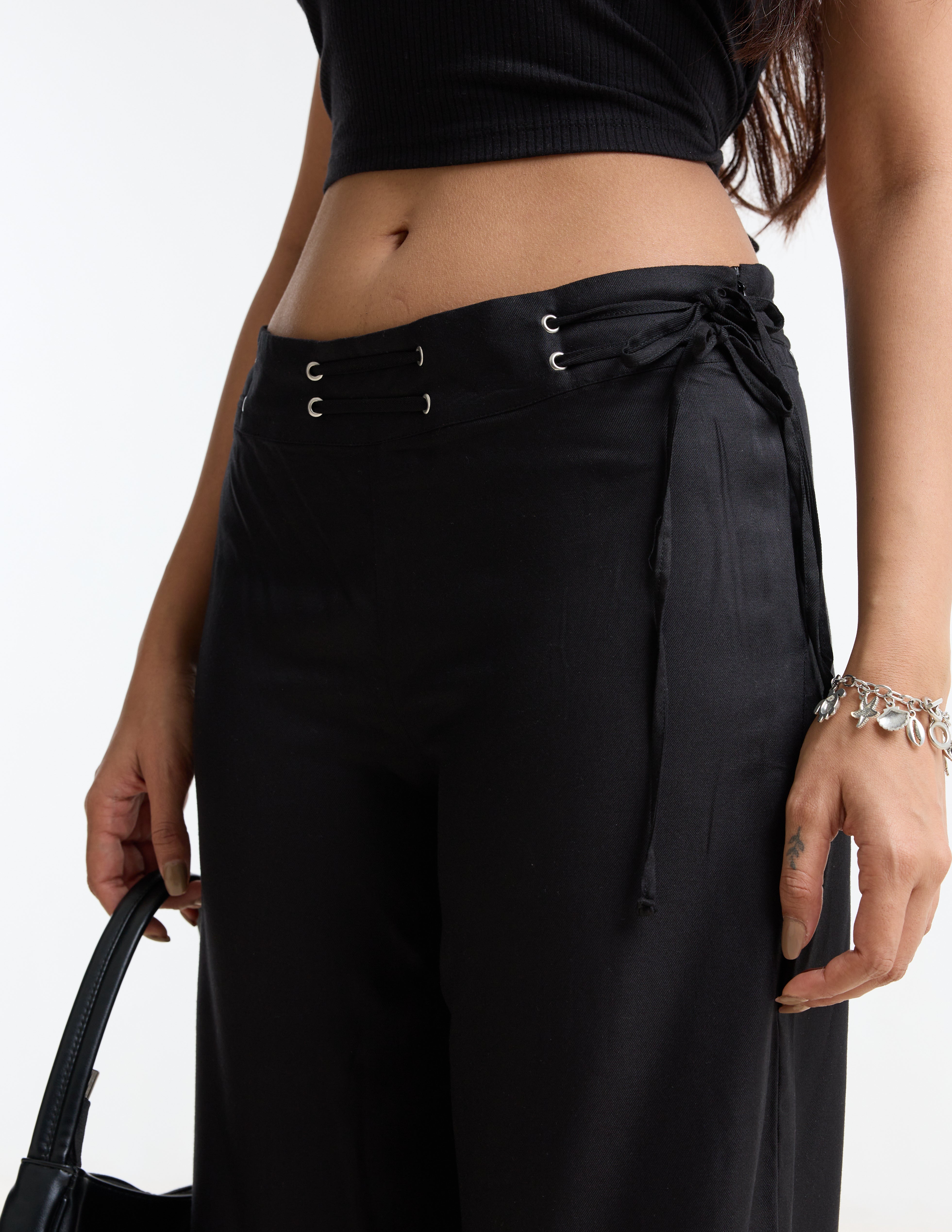 Waist Tie Up Low Waist Pant