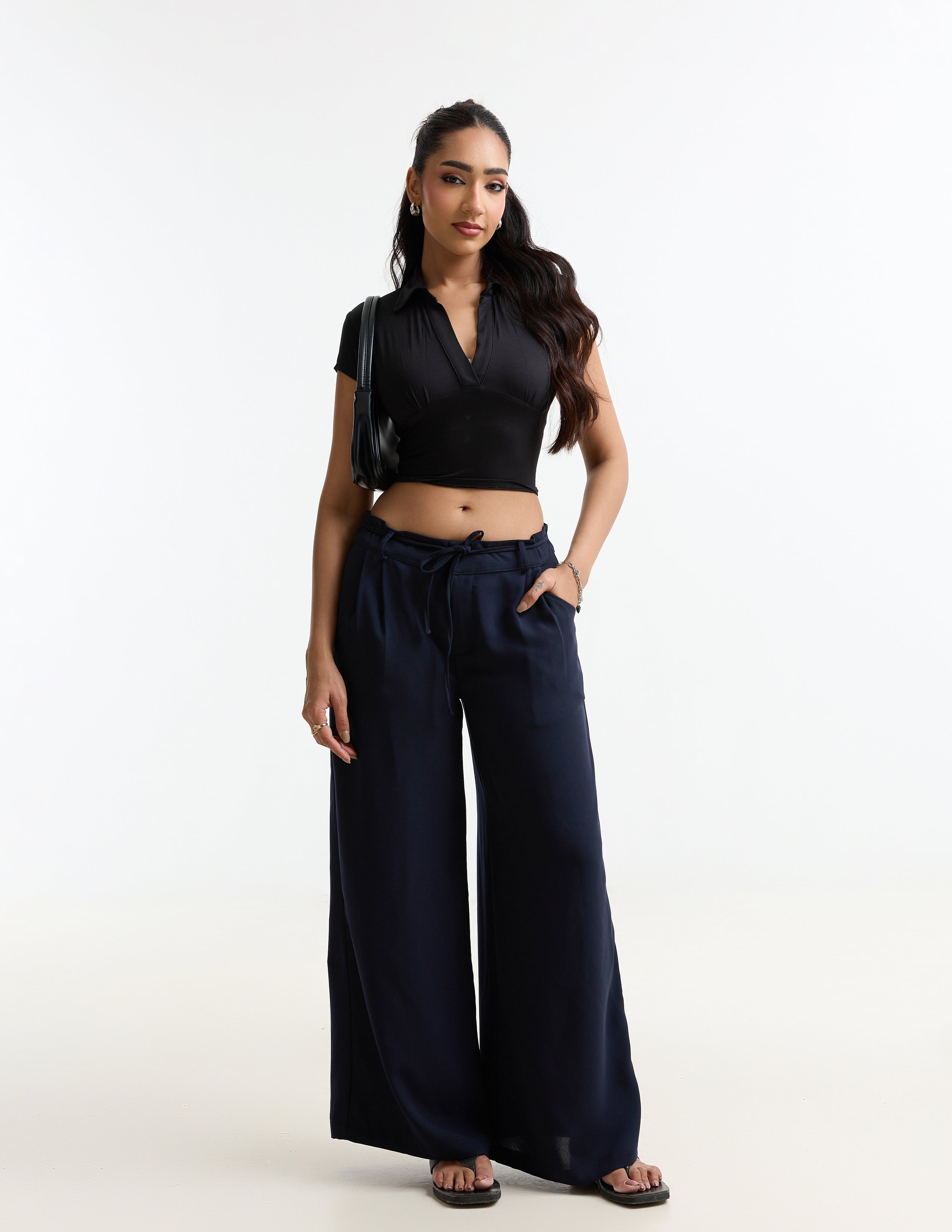 Drawstring Wide Leg Pant