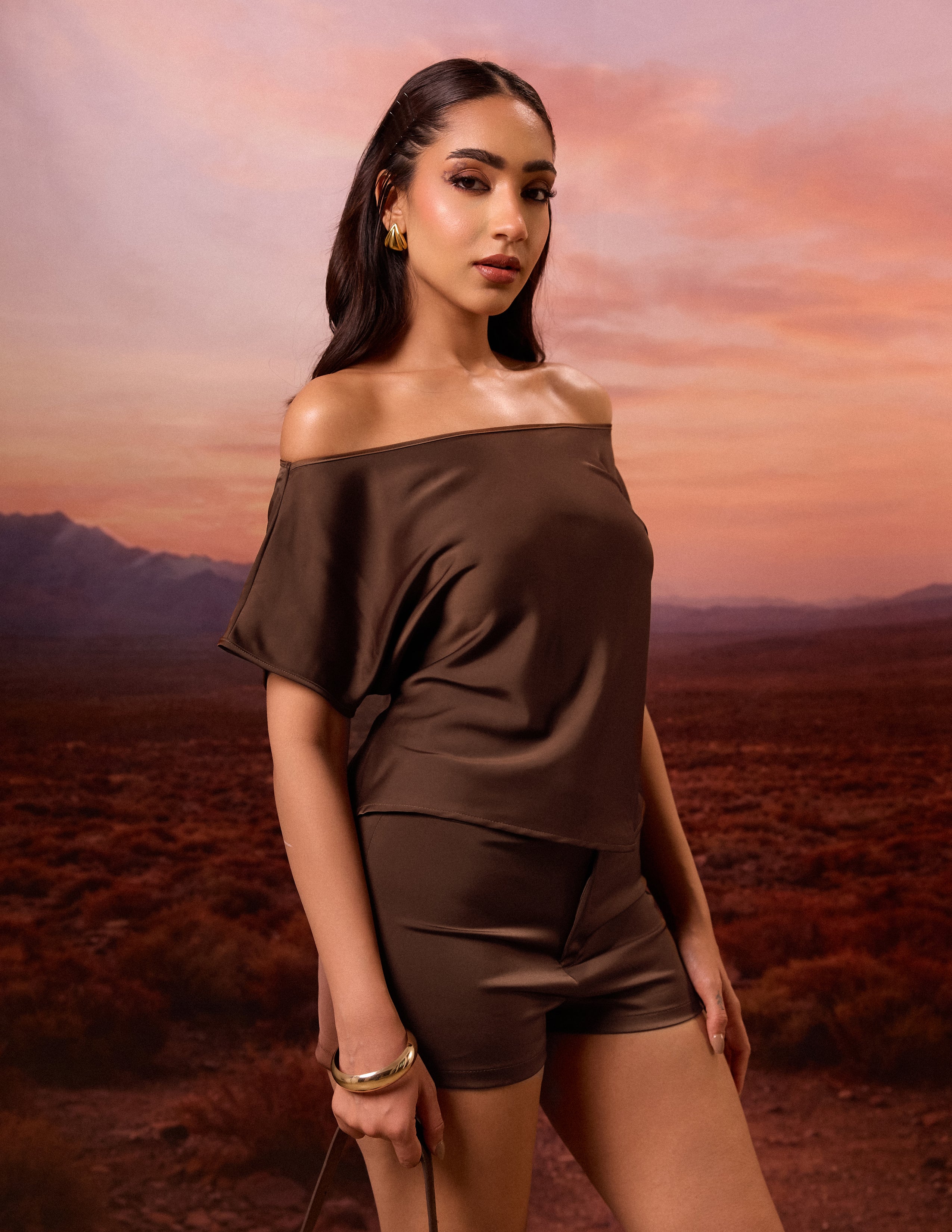 Drop Shoulder Waist Tie Up Top