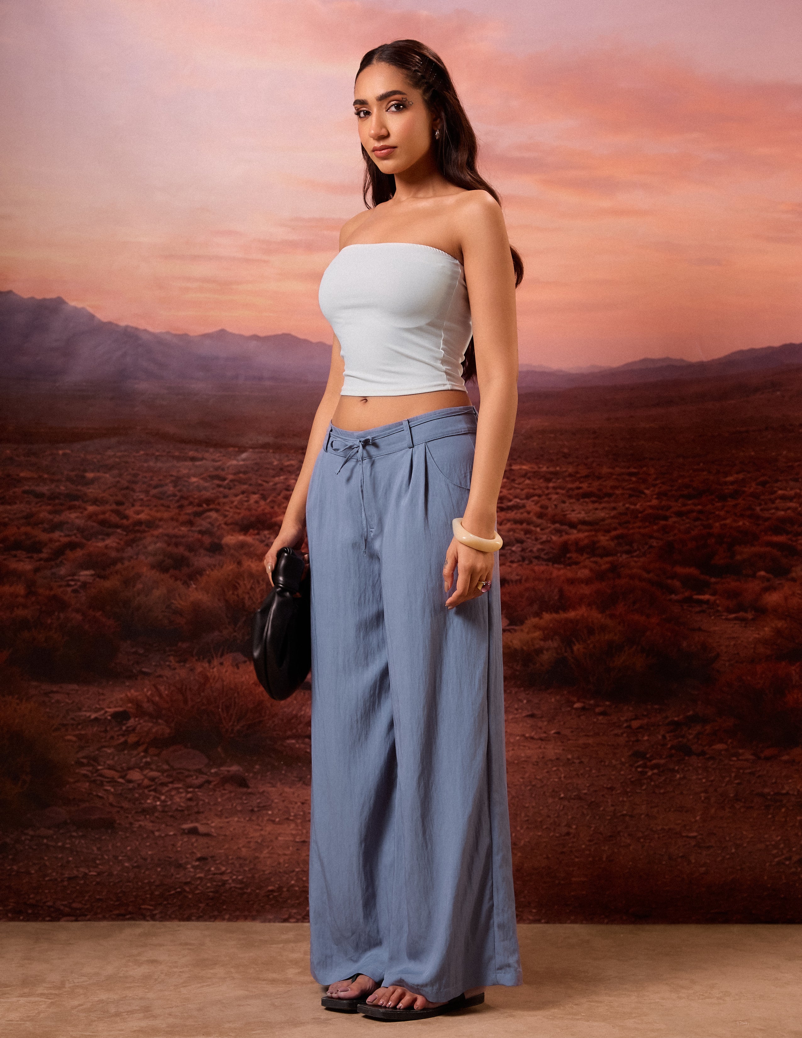 Drawstring Front Pleated Pant