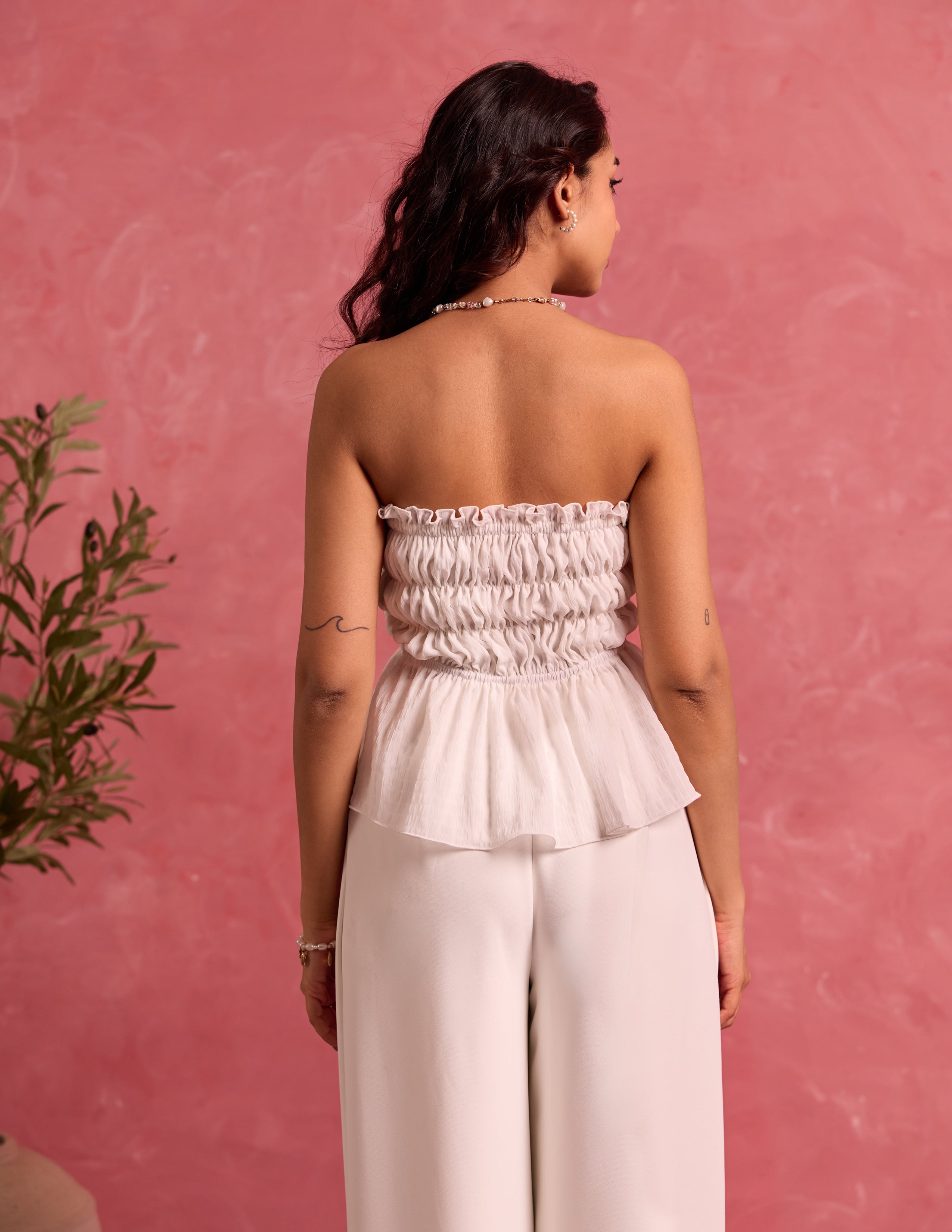 Smocking Detail Tube Top