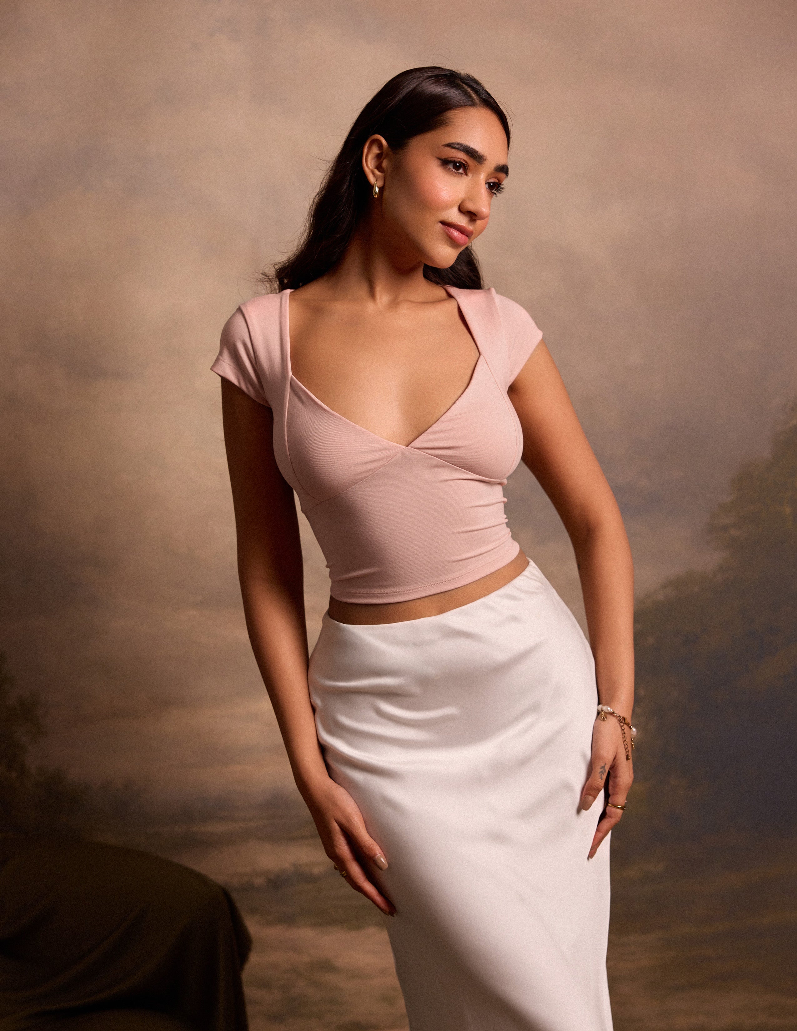Plunge Neckline Fitted Top