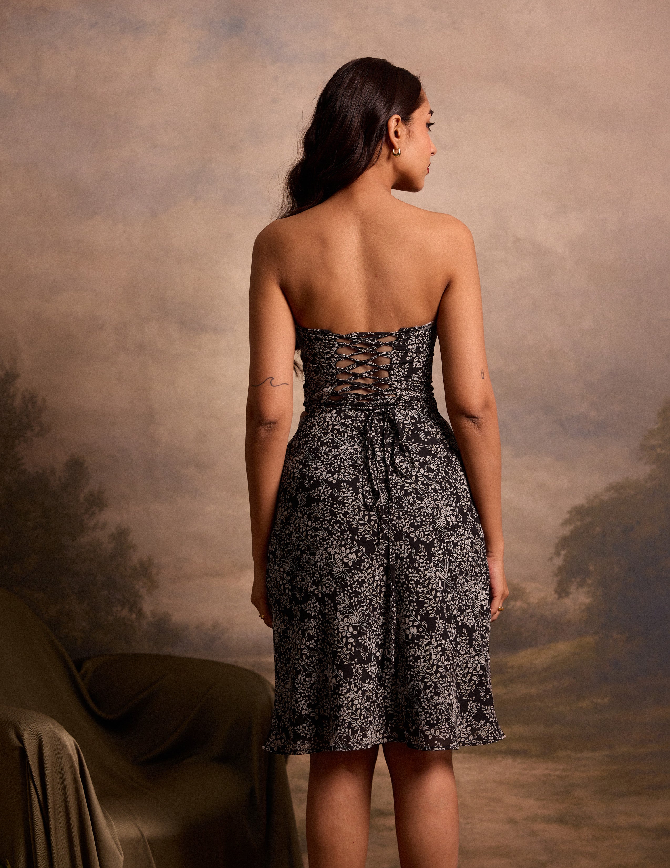 Printed Strapless Corset Top