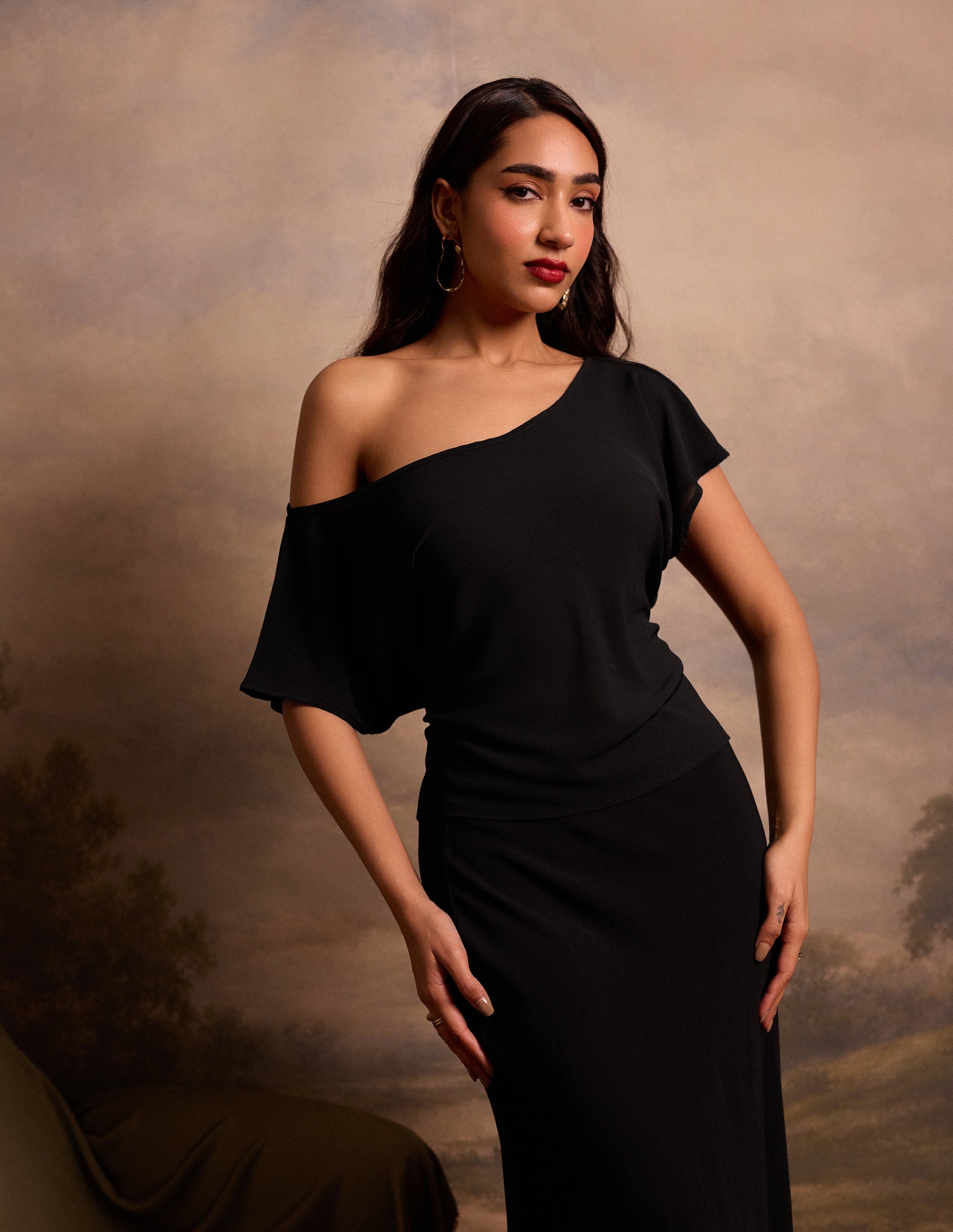 Drop Shoulder Back Tie Up Top