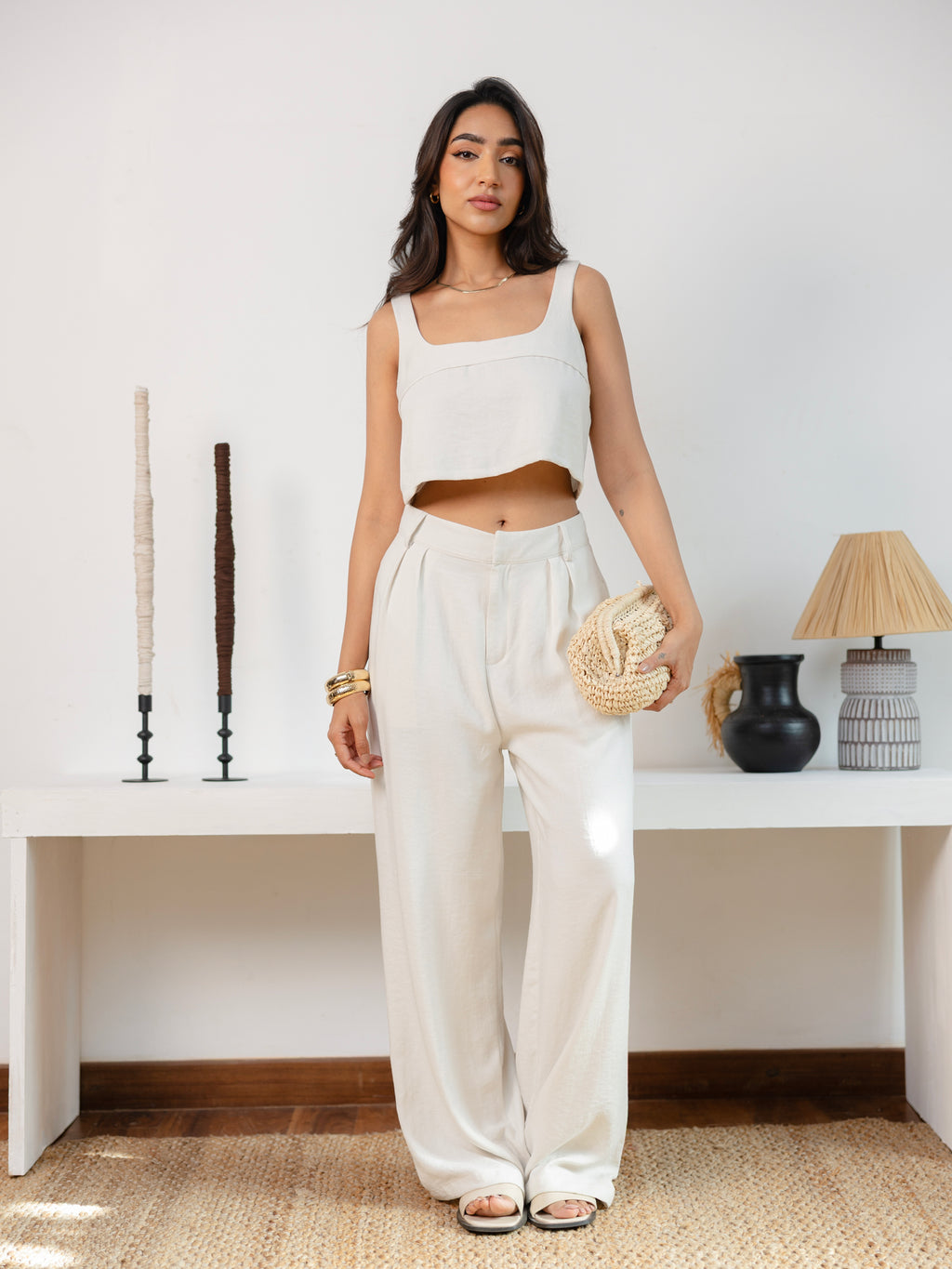 Pleat Detailed Wide Leg Pant