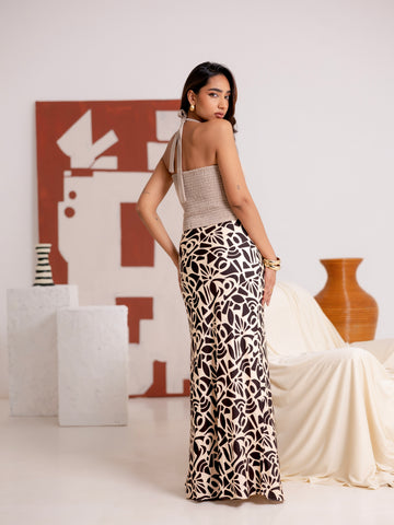 Printed Bias Maxi Skirt