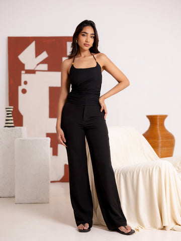 Front Bead Detailed Back Smocking Sleeveless Top