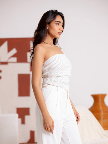 Asymetrical Hem Detailed Back Smocking Top