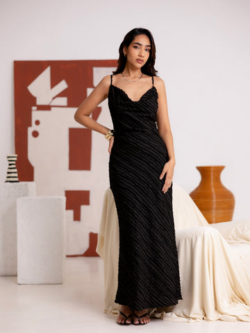 Front Cowl Sleeveless Maxi Dress