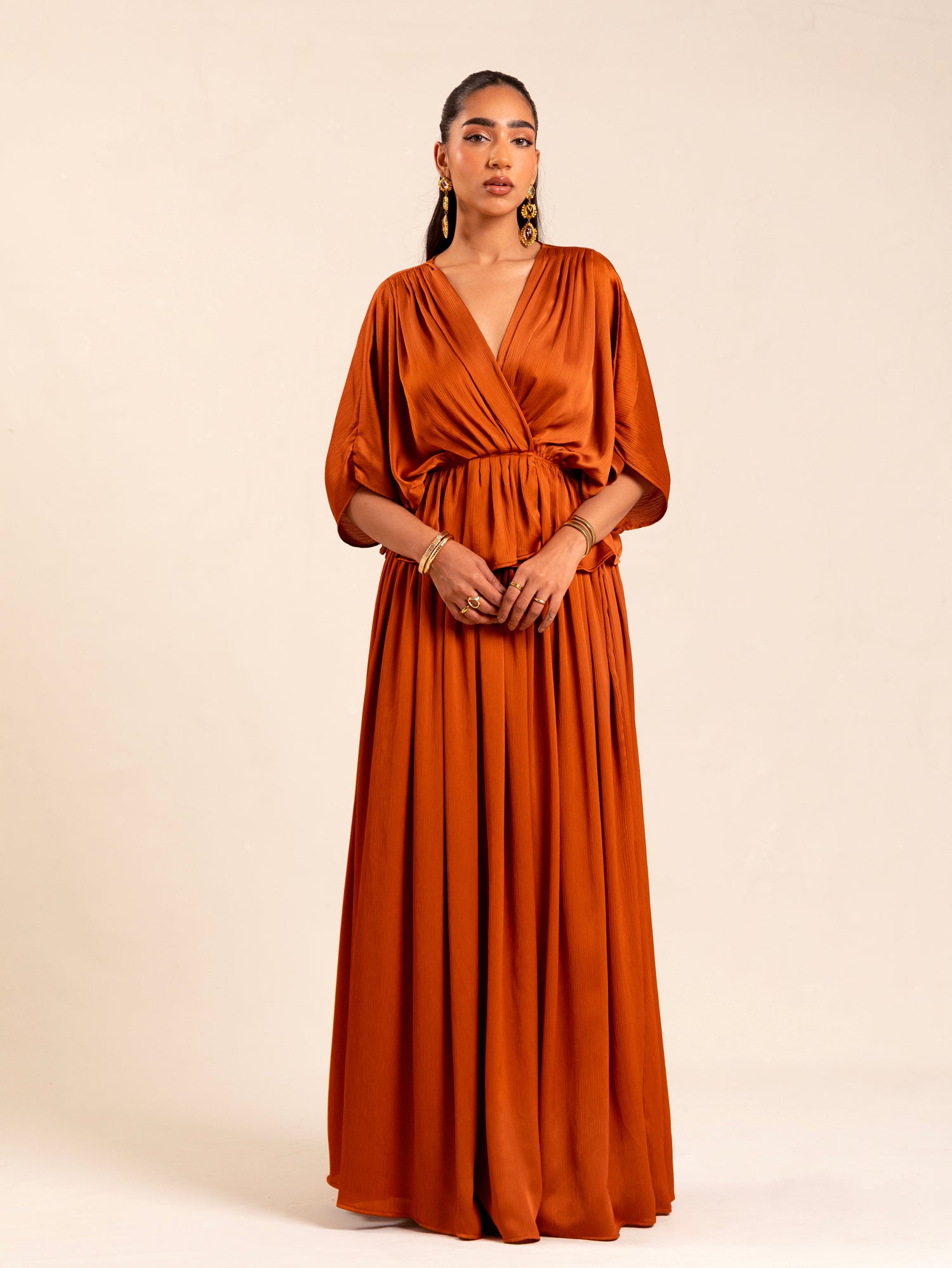 High Waisted Flared Satin Maxi Skirt