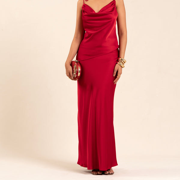 Satin Bias Maxi Skirt