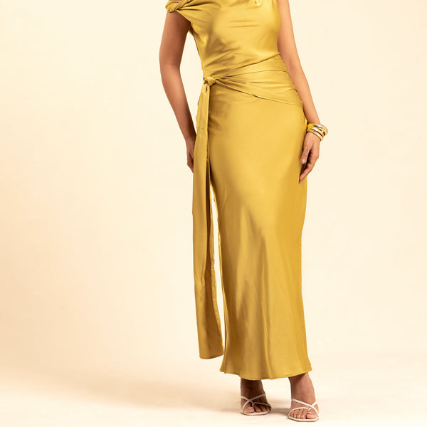 Twisted Detailed Bias Maxi Dress