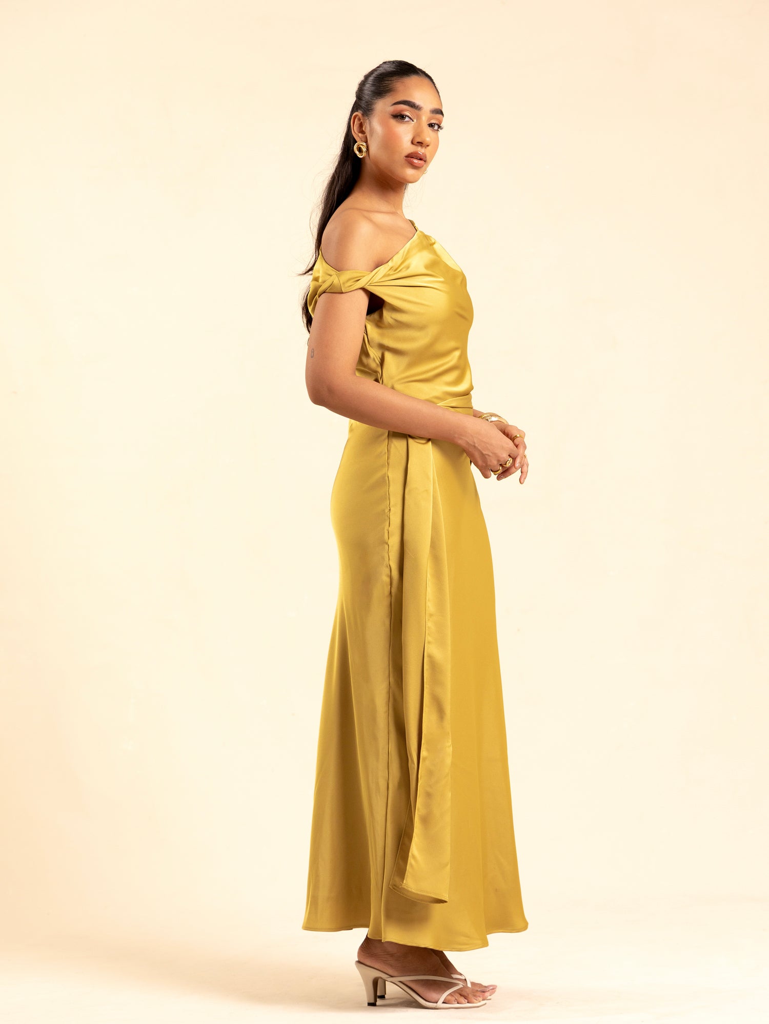 Twisted Detailed Bias Maxi Dress