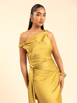 Twisted Detailed Bias Maxi Dress