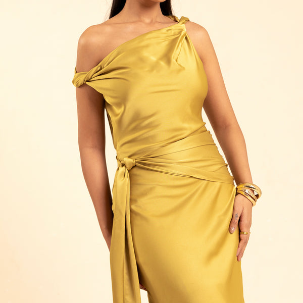 Twisted Detailed Bias Maxi Dress