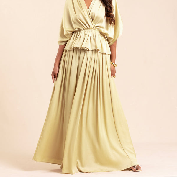 High Waisted Flared Satin Maxi Skirt