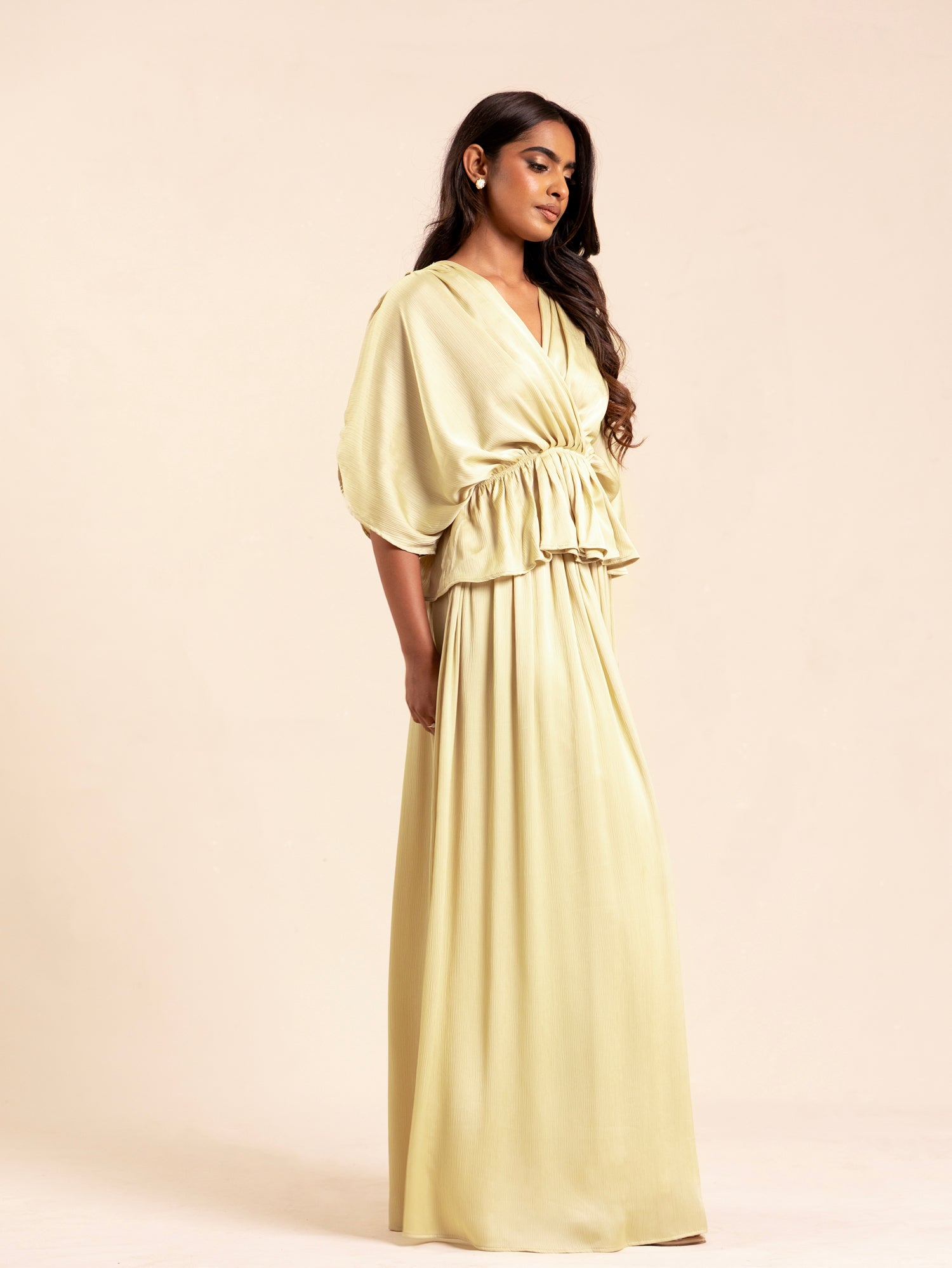 High Waisted Flared Satin Maxi Skirt