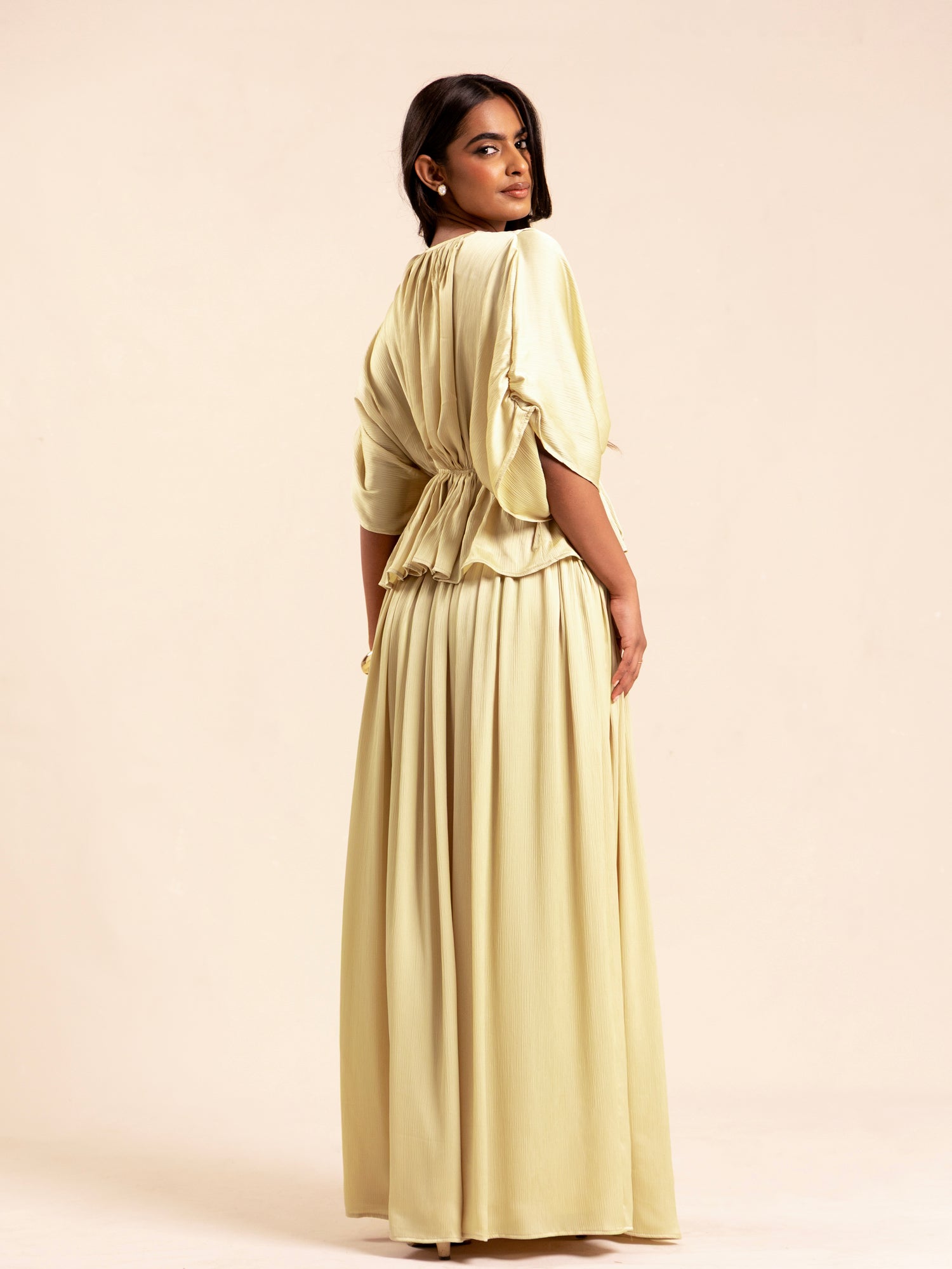 High Waisted Flared Satin Maxi Skirt