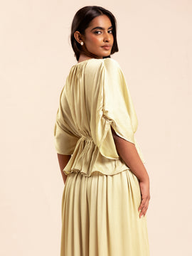 Pleated Loose Fit Satin Top