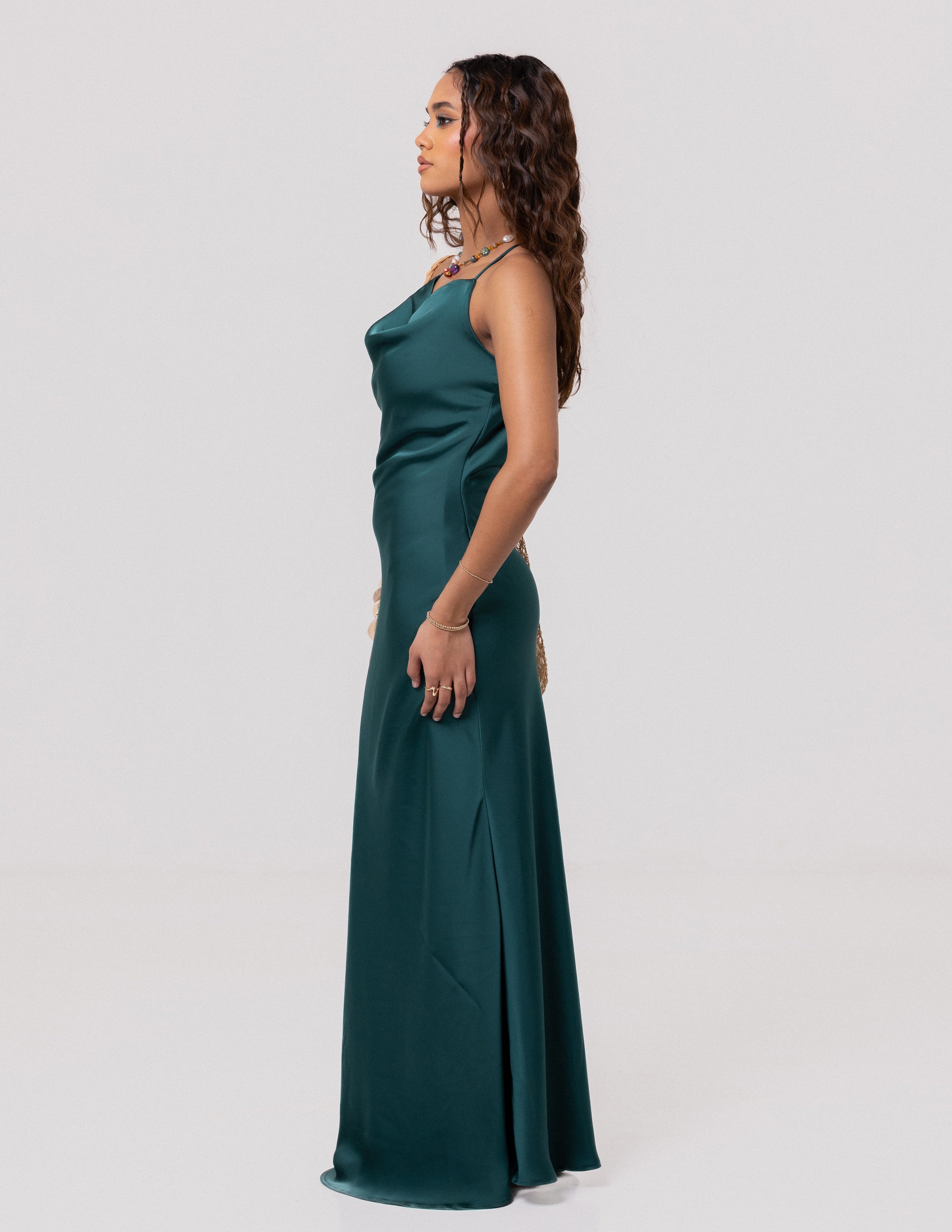 Cowl Neck Bias Maxi Dress