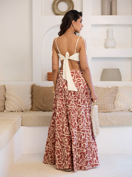 Front Slit Open Tiered Printed Maxi Skirt